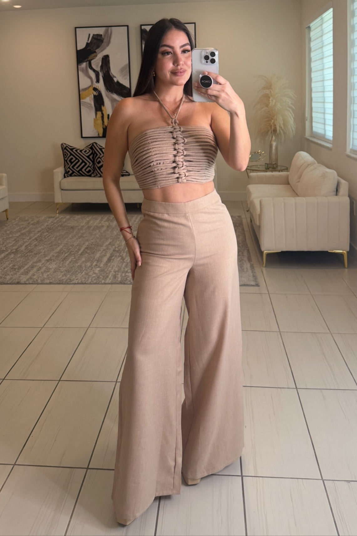 The Soleil Beige Pant Set