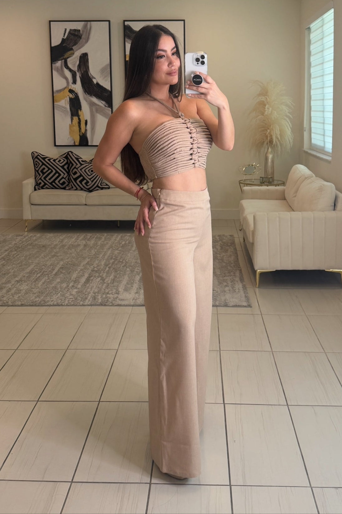 The Soleil Beige Pant Set