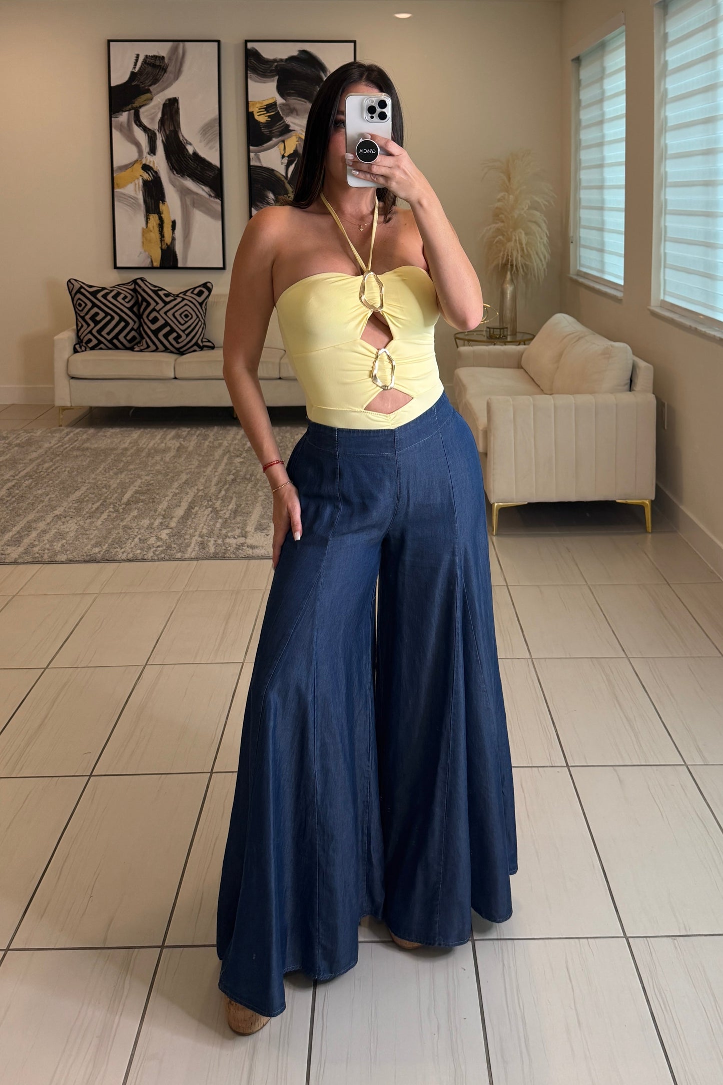 Edit Soft Denim Palazzo Pants