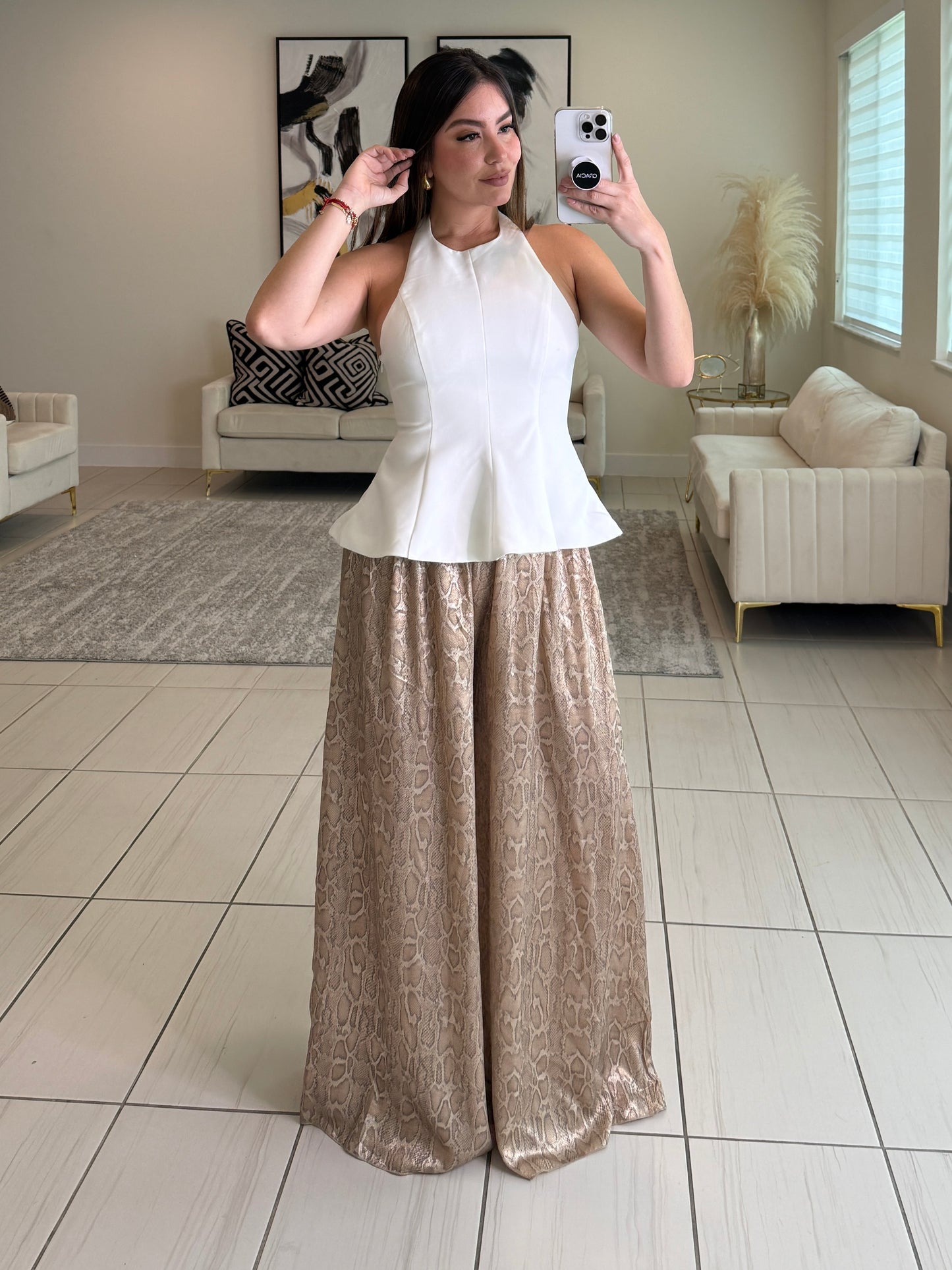 Savage Touch Beige Palazzo Pants