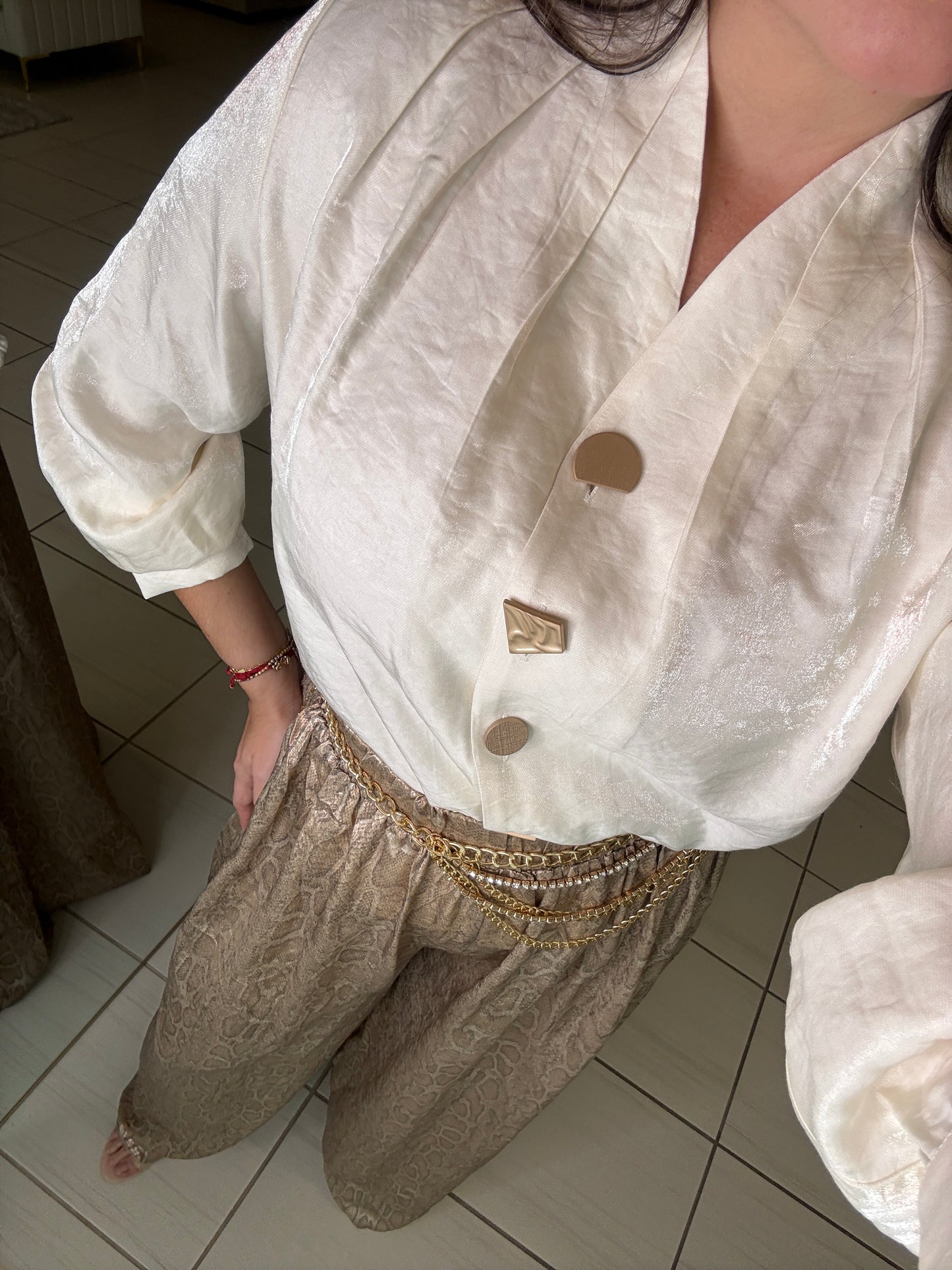 Sculpted Serenity Beige Top