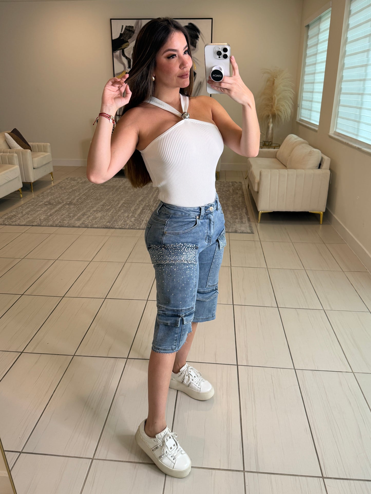 Refined Rhinestones Denim Short