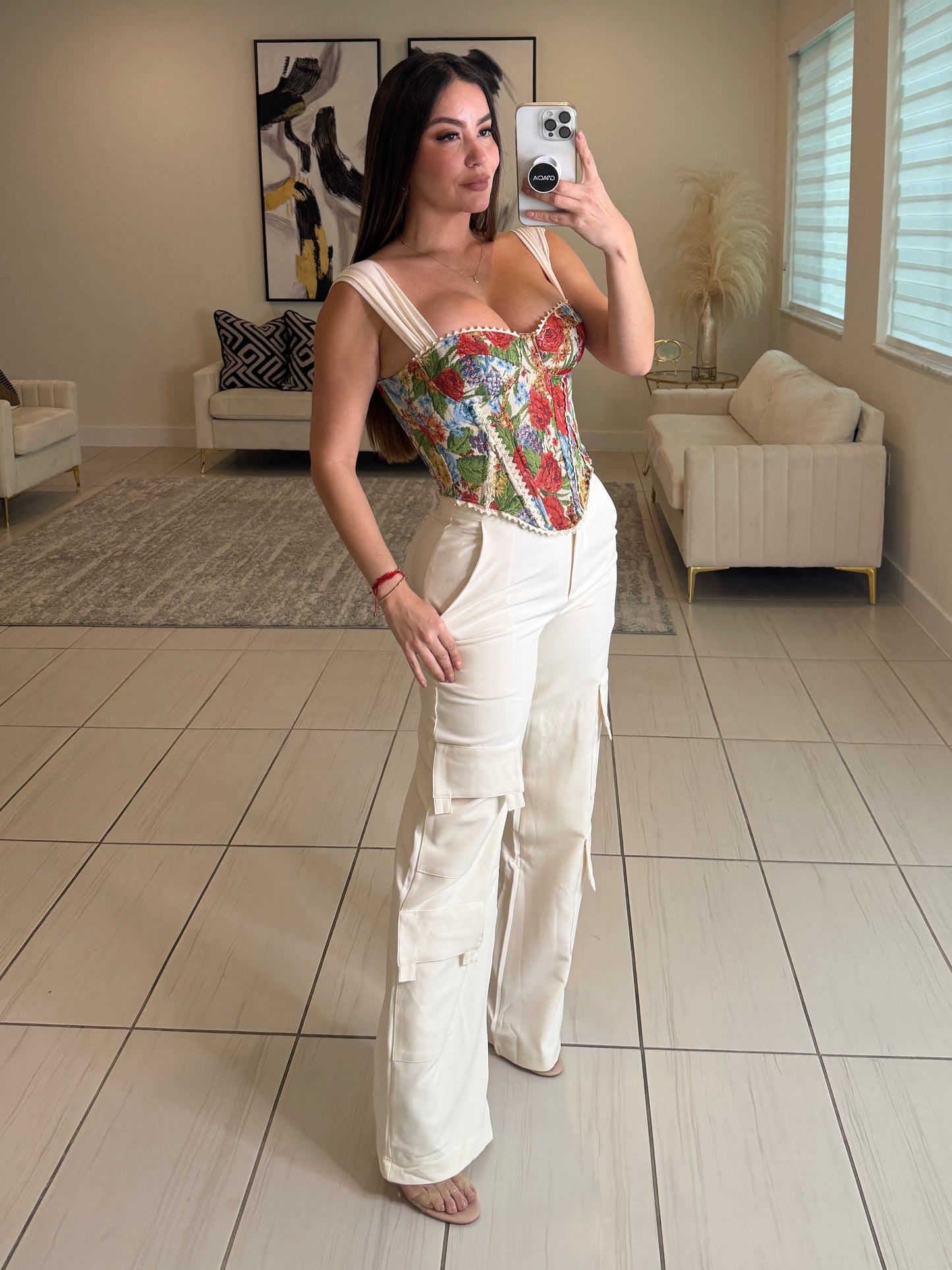 Sweetest Floral Crush Ruched Corset Top