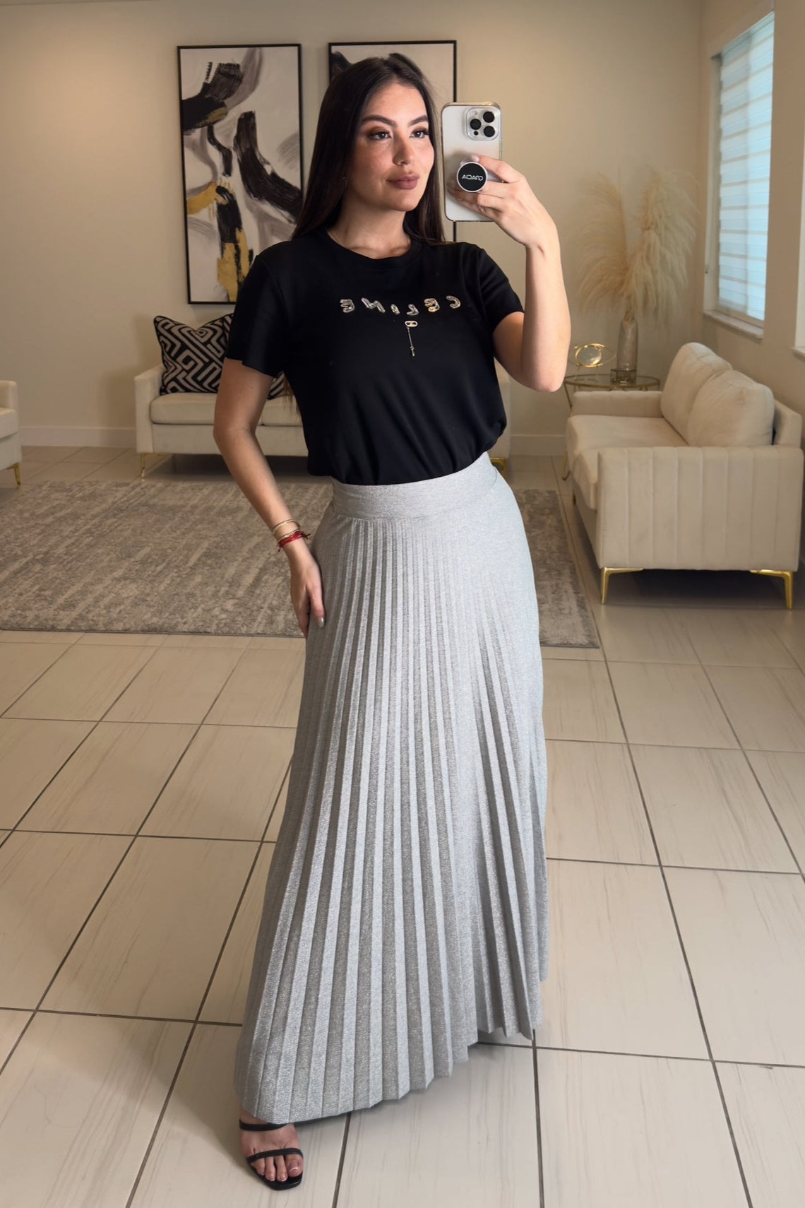 Perfect Silver Maxi Skirt