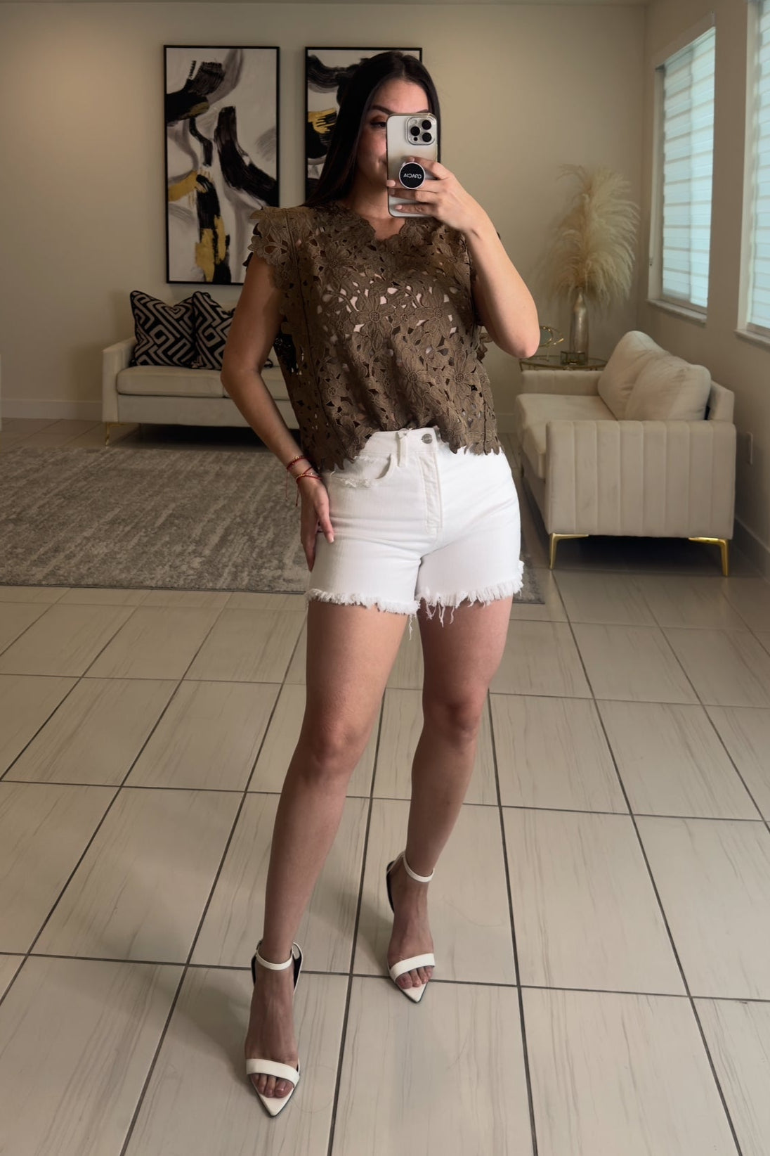 Romantic Embroidered Brown Top