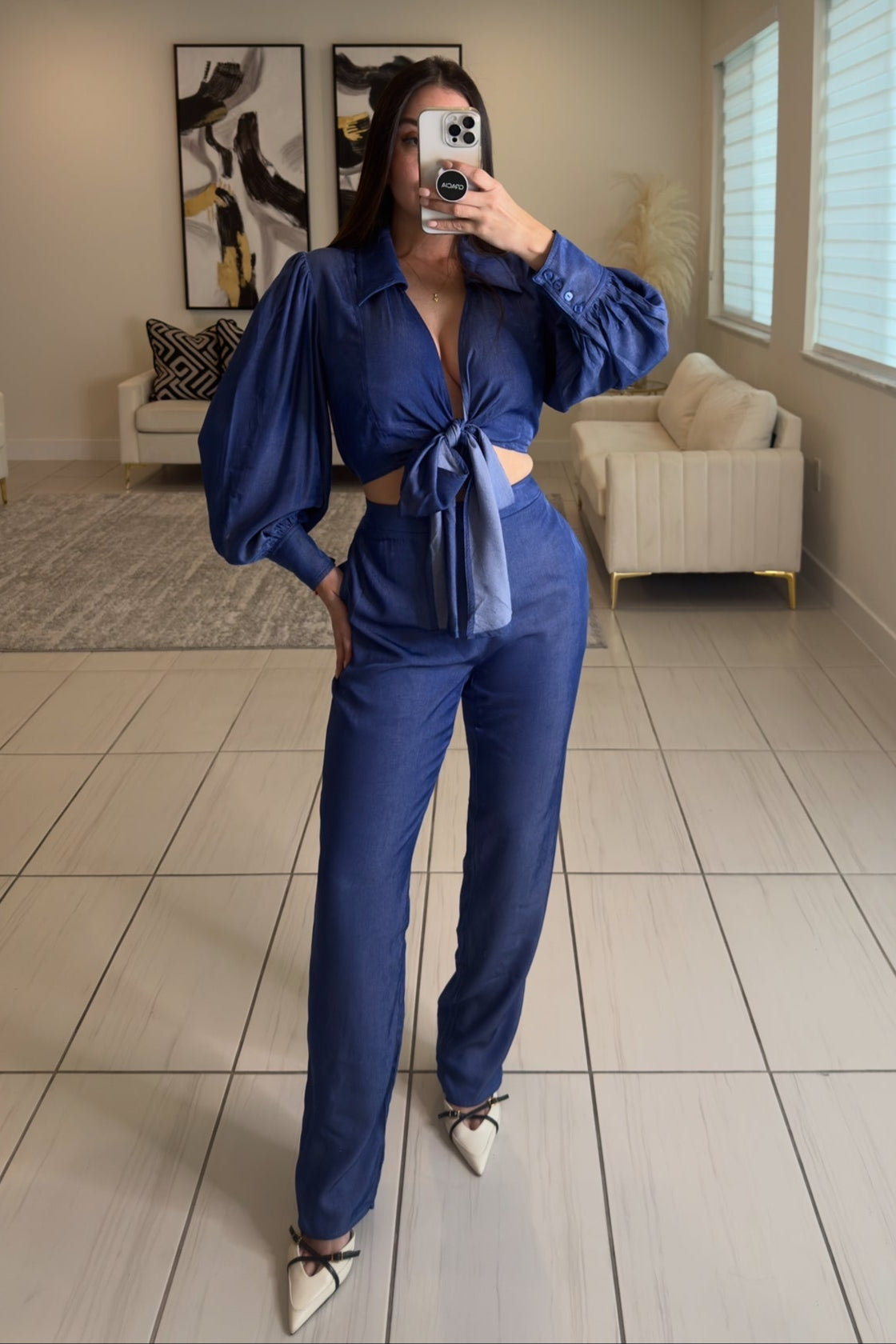 The Luxe Soft Denim Pants Set
