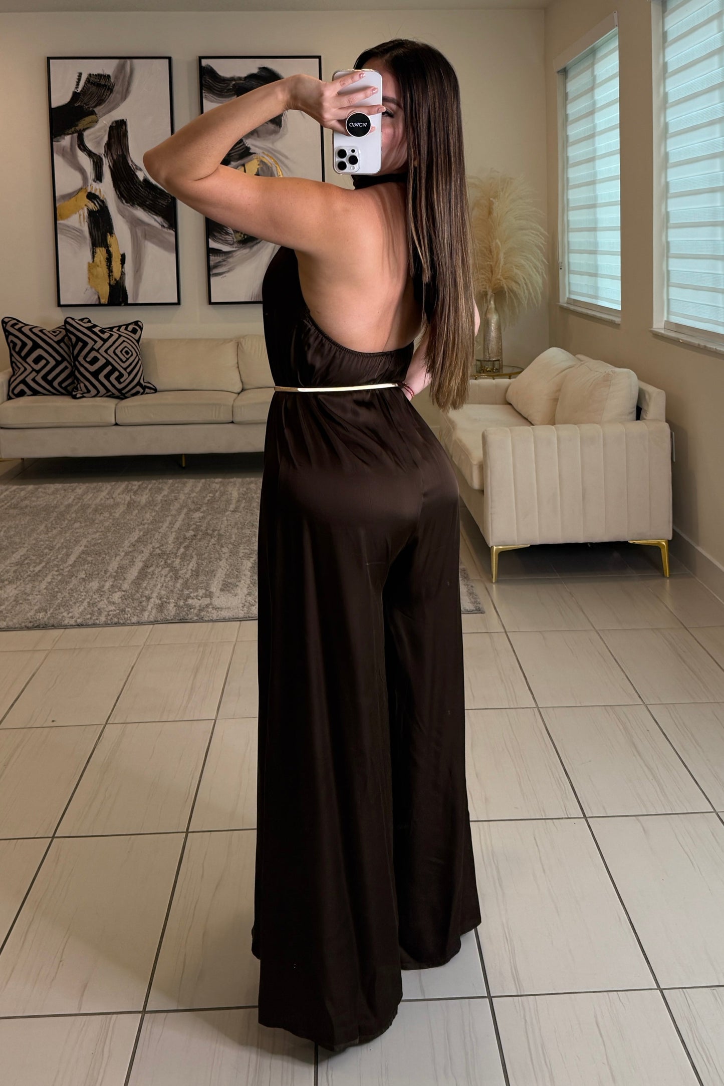 Refined Structure Brown Jumpsuit