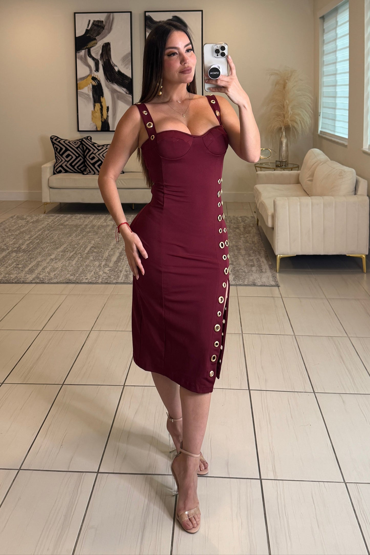 Muse Ribbed Red Wine Dress