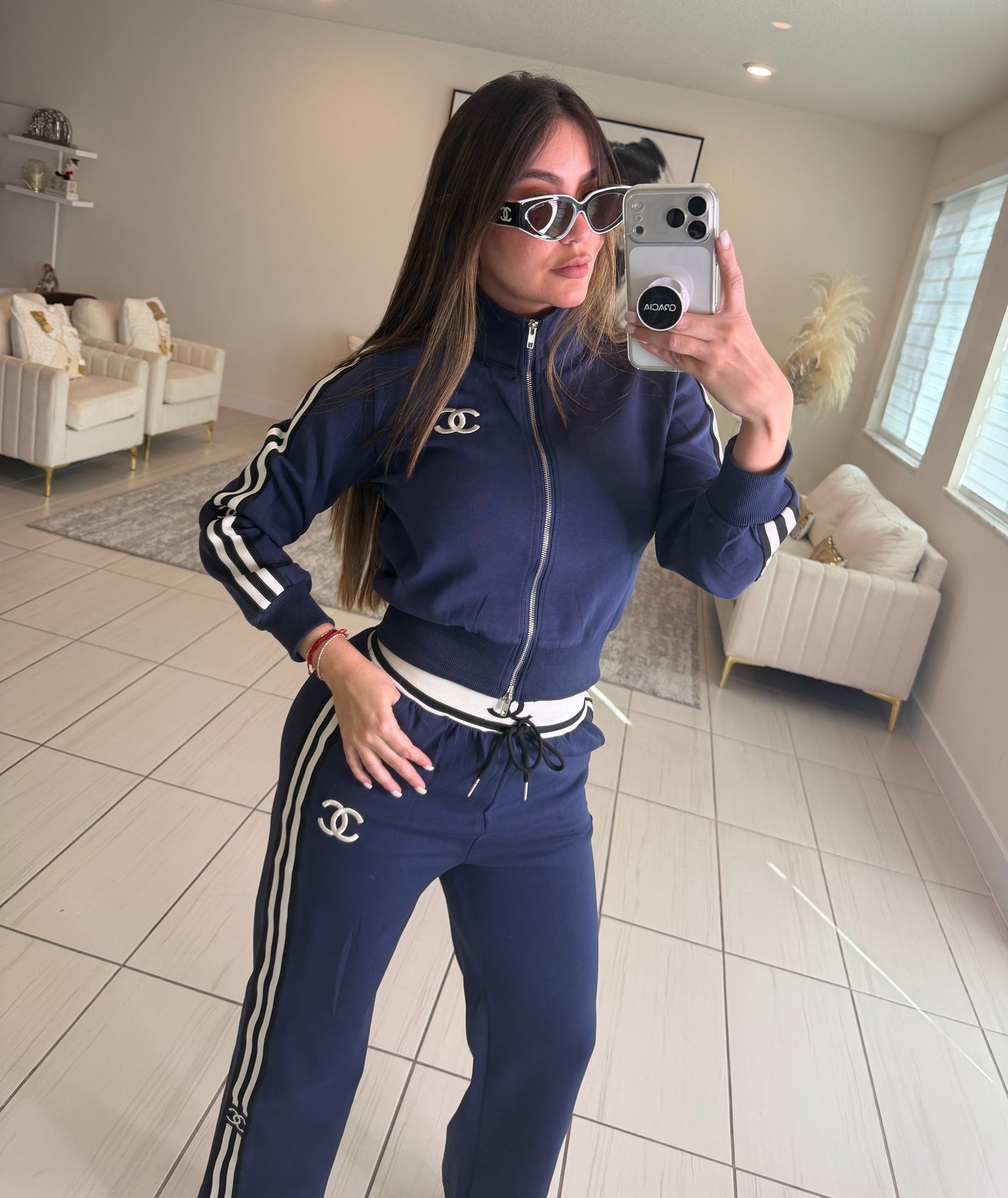 Iconic Structure Navy Blue Pant Set