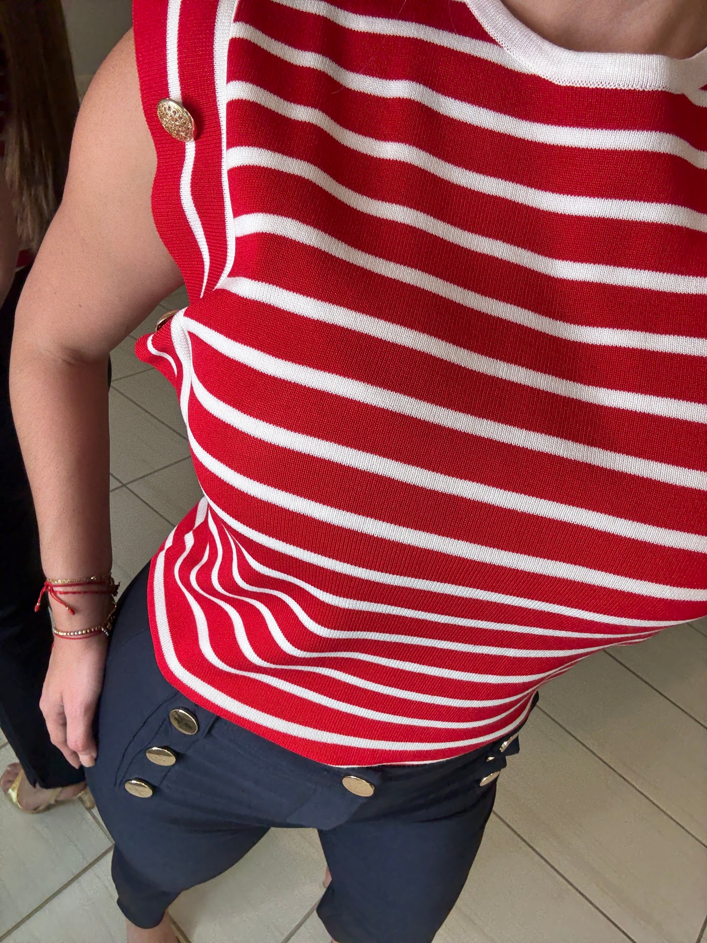 Marine Stripes Red Top