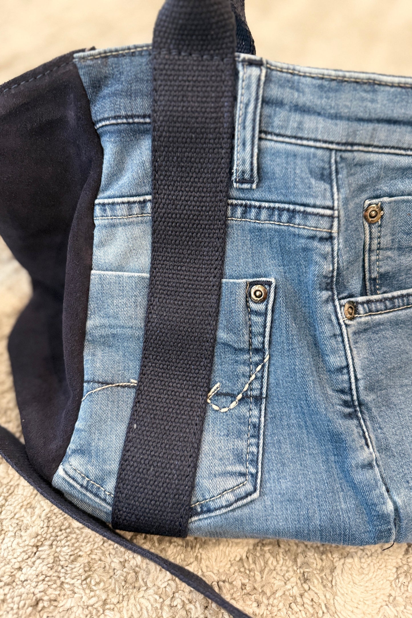 The Luxe Navy Blue Denim Handbag