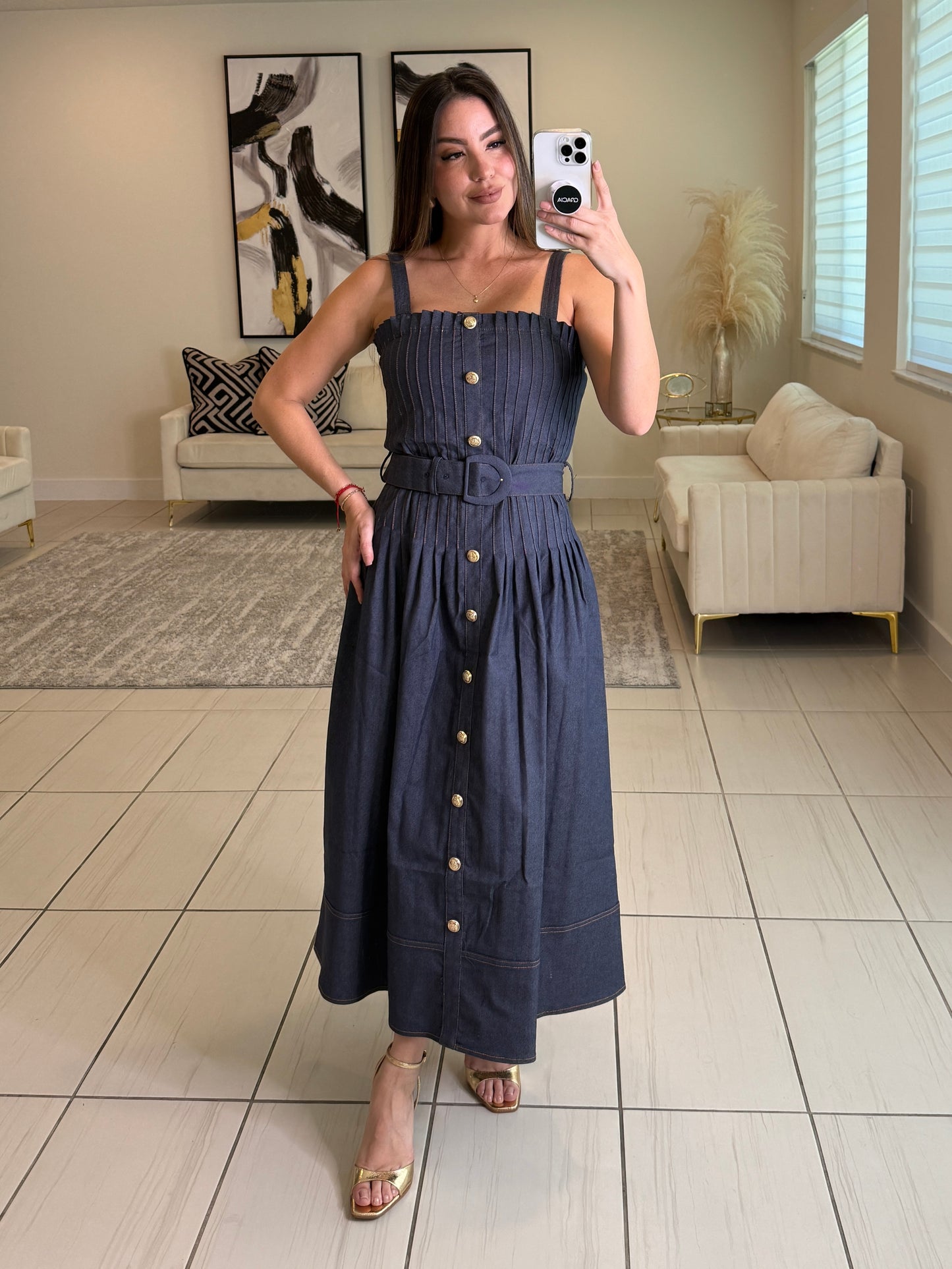 Enchanted Veil Denim Midi Dress