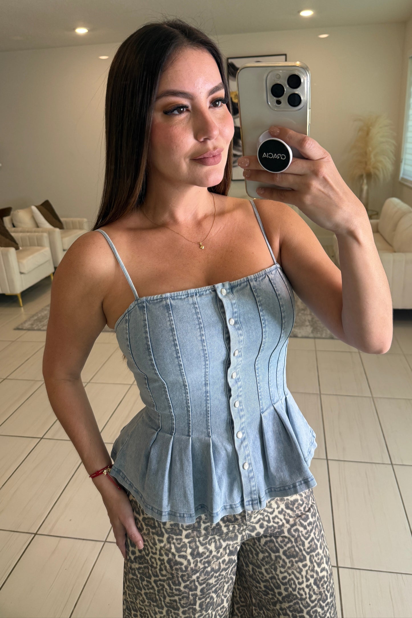 Streetlight Stroll Denim Top