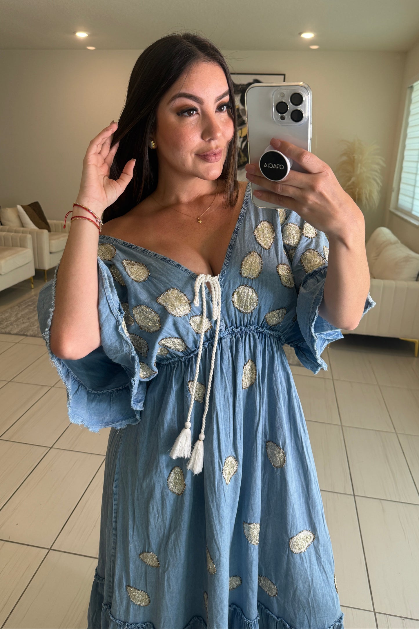 BohoChic Denim Maxi Dress