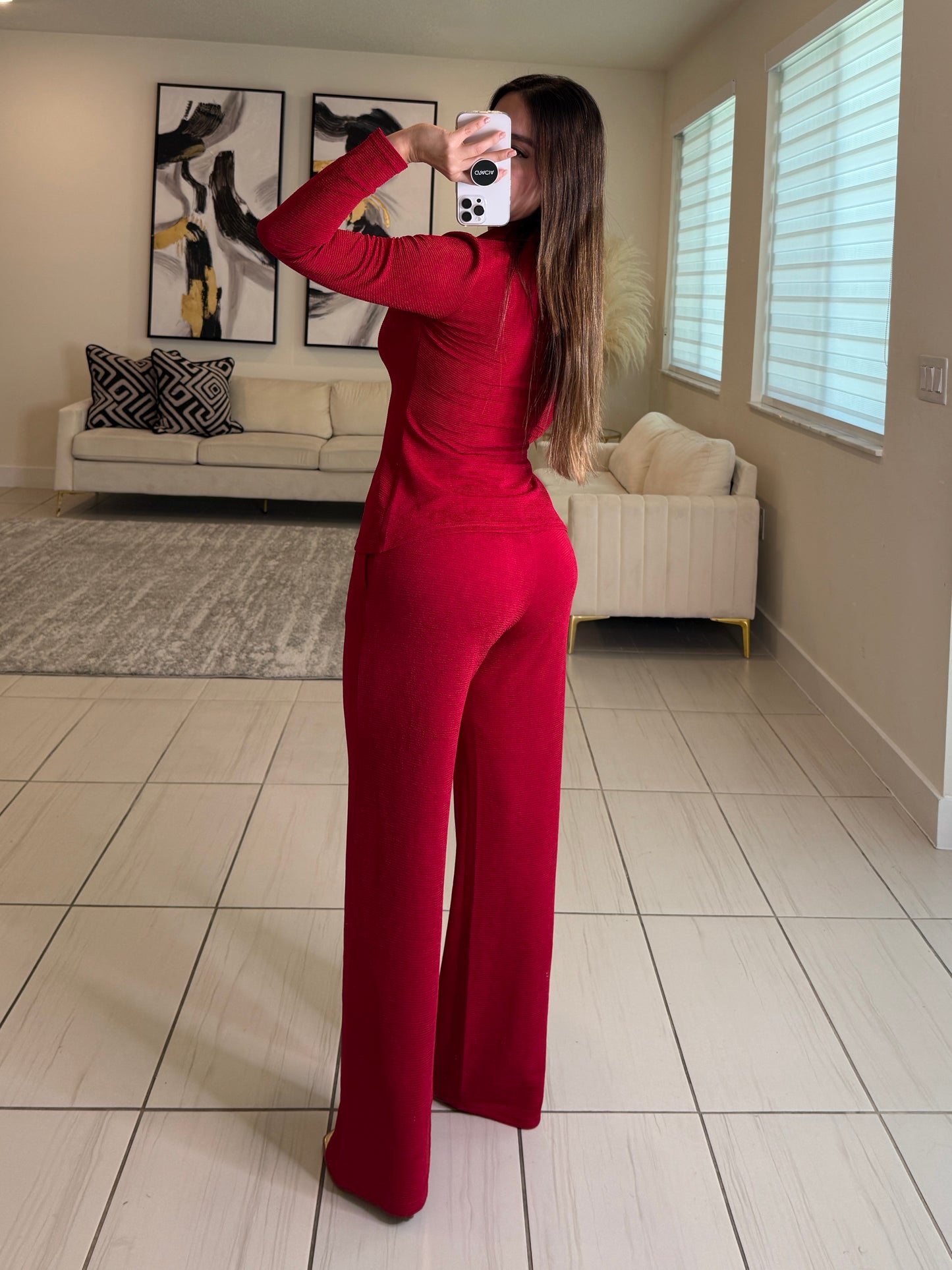 Adorable Affair Red Pants Set
