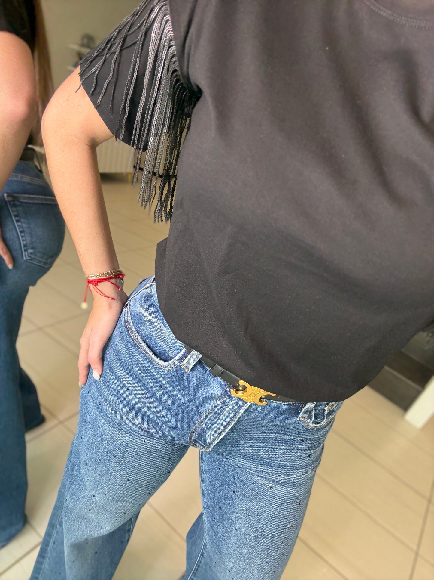 Flashes Black Glitter Denim Pants