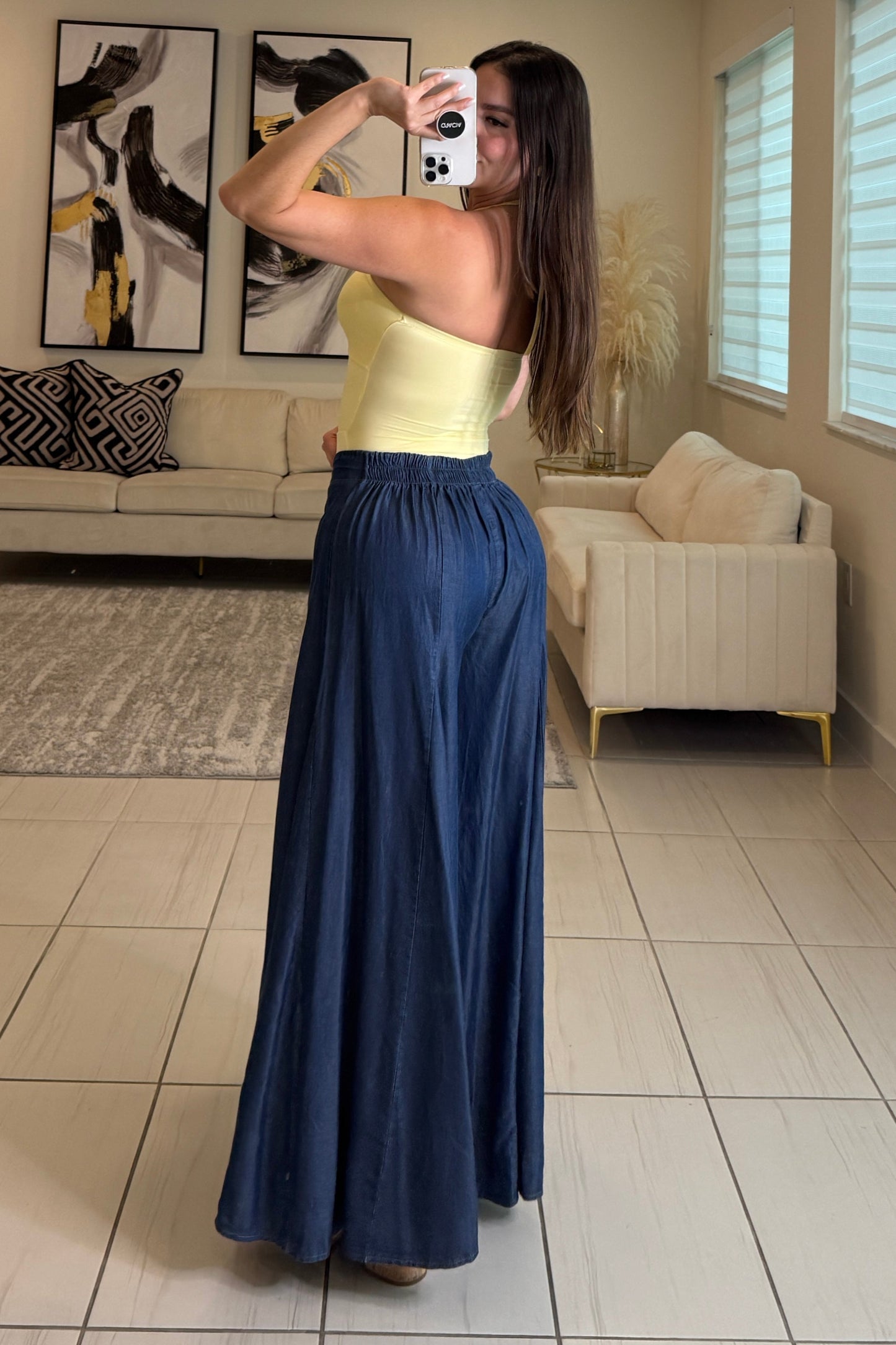 Edit Soft Denim Palazzo Pants