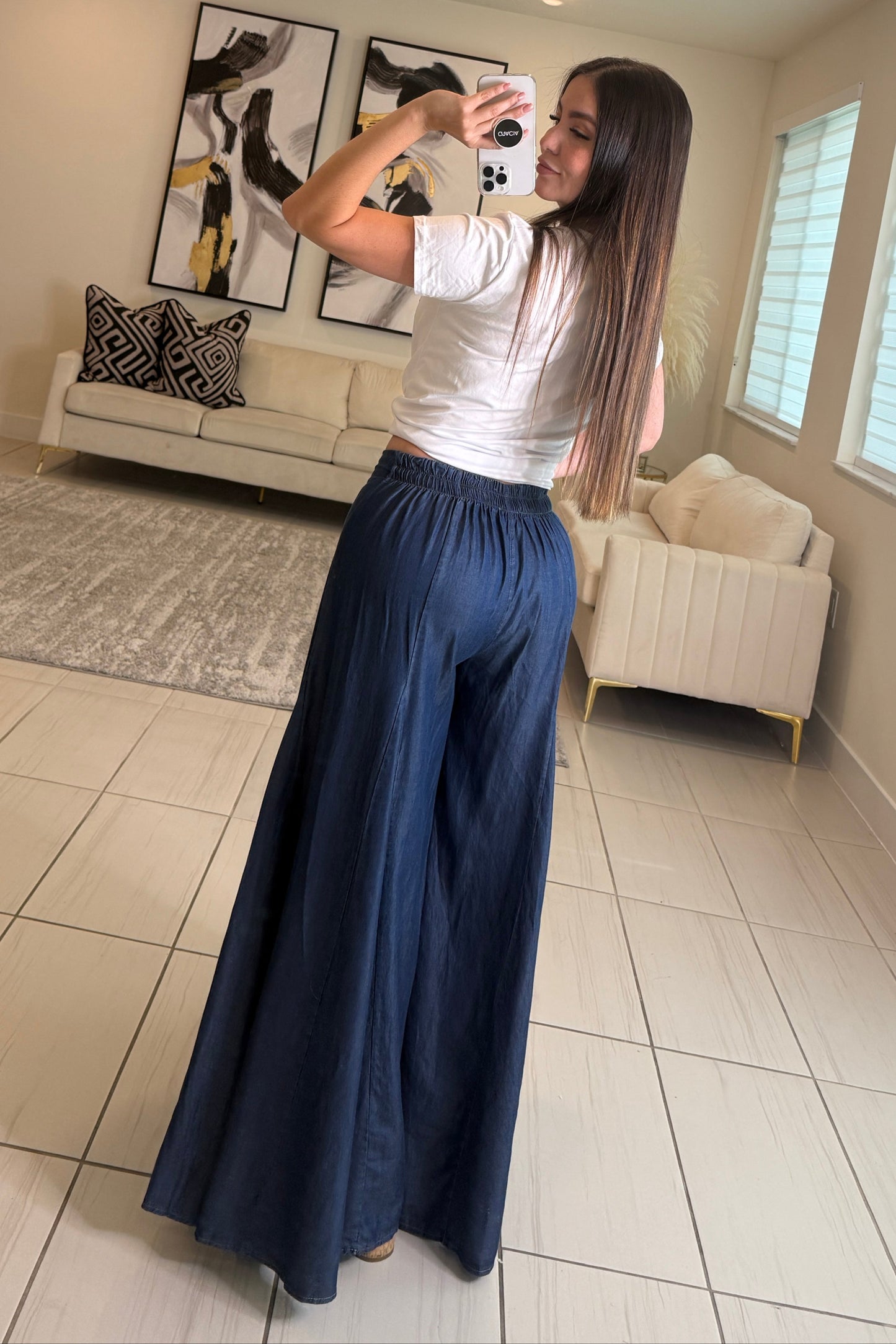 Edit Soft Denim Palazzo Pants
