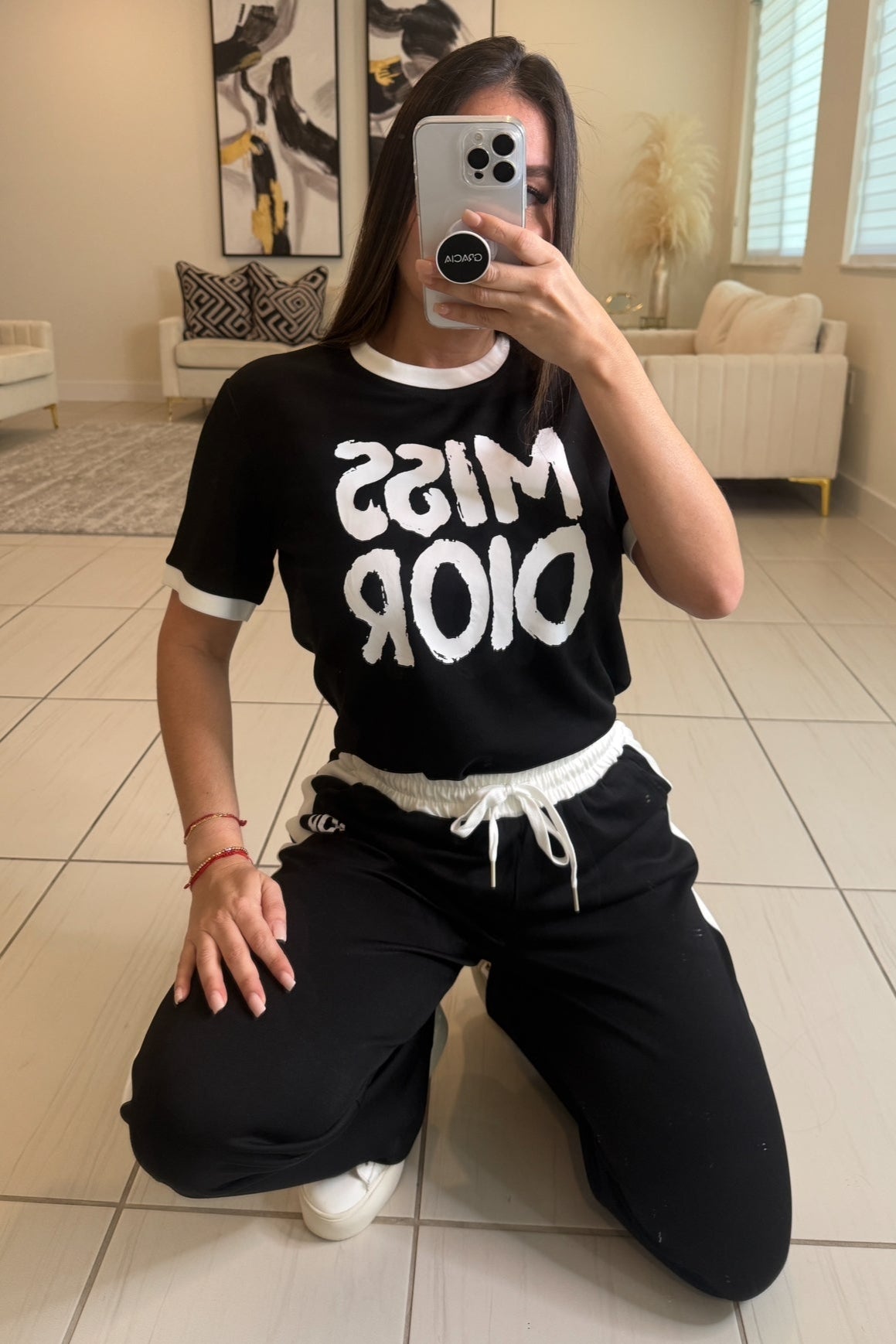 Timeless Stripe Black Pant Set