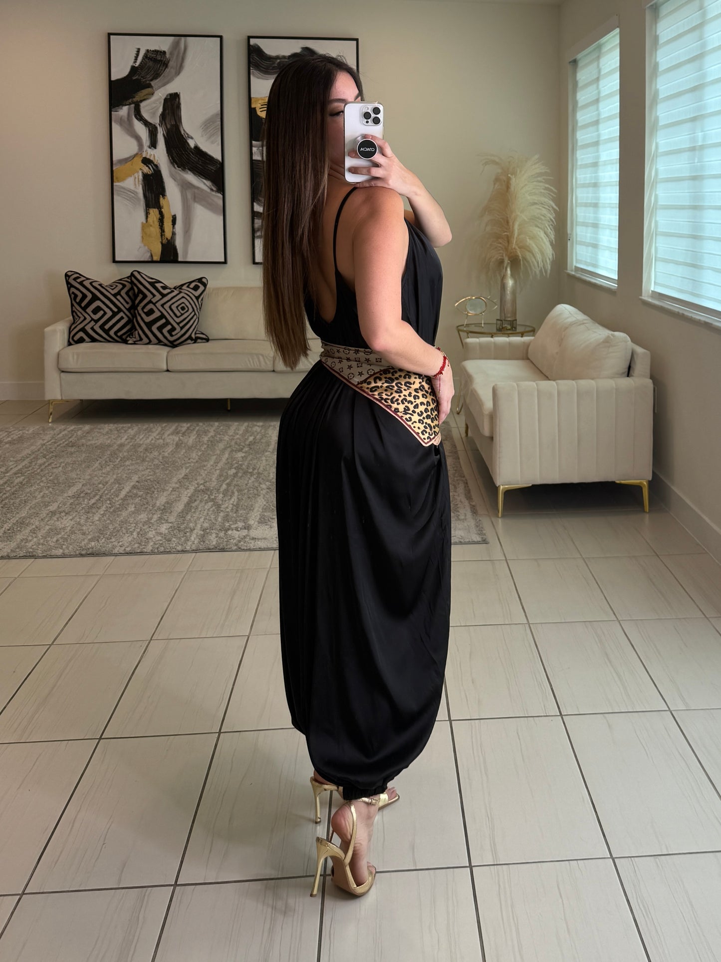 Effortless Essence Ruched Black Jumpsuit