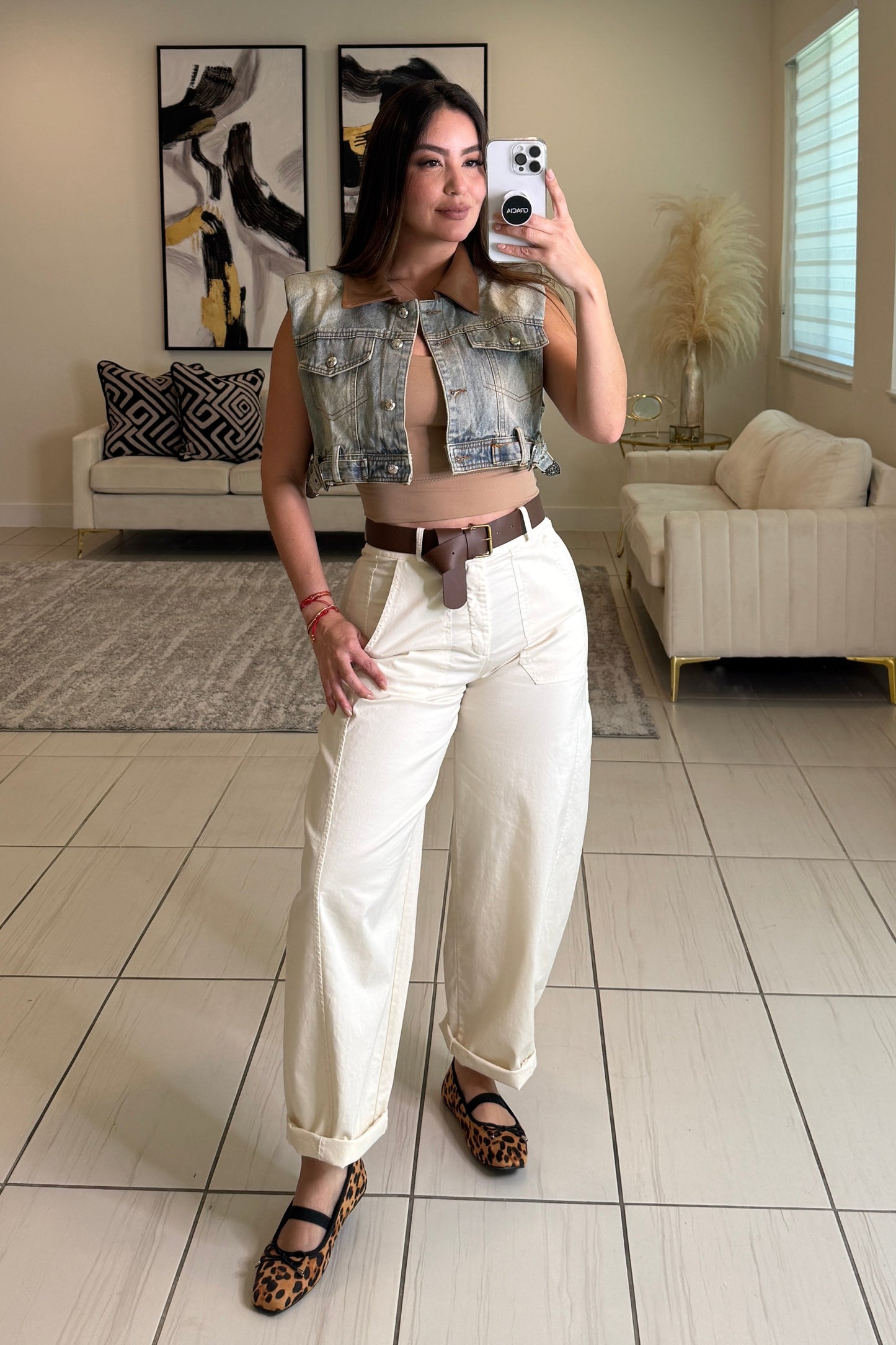 Texan Contrast Denim CropTop Jacket