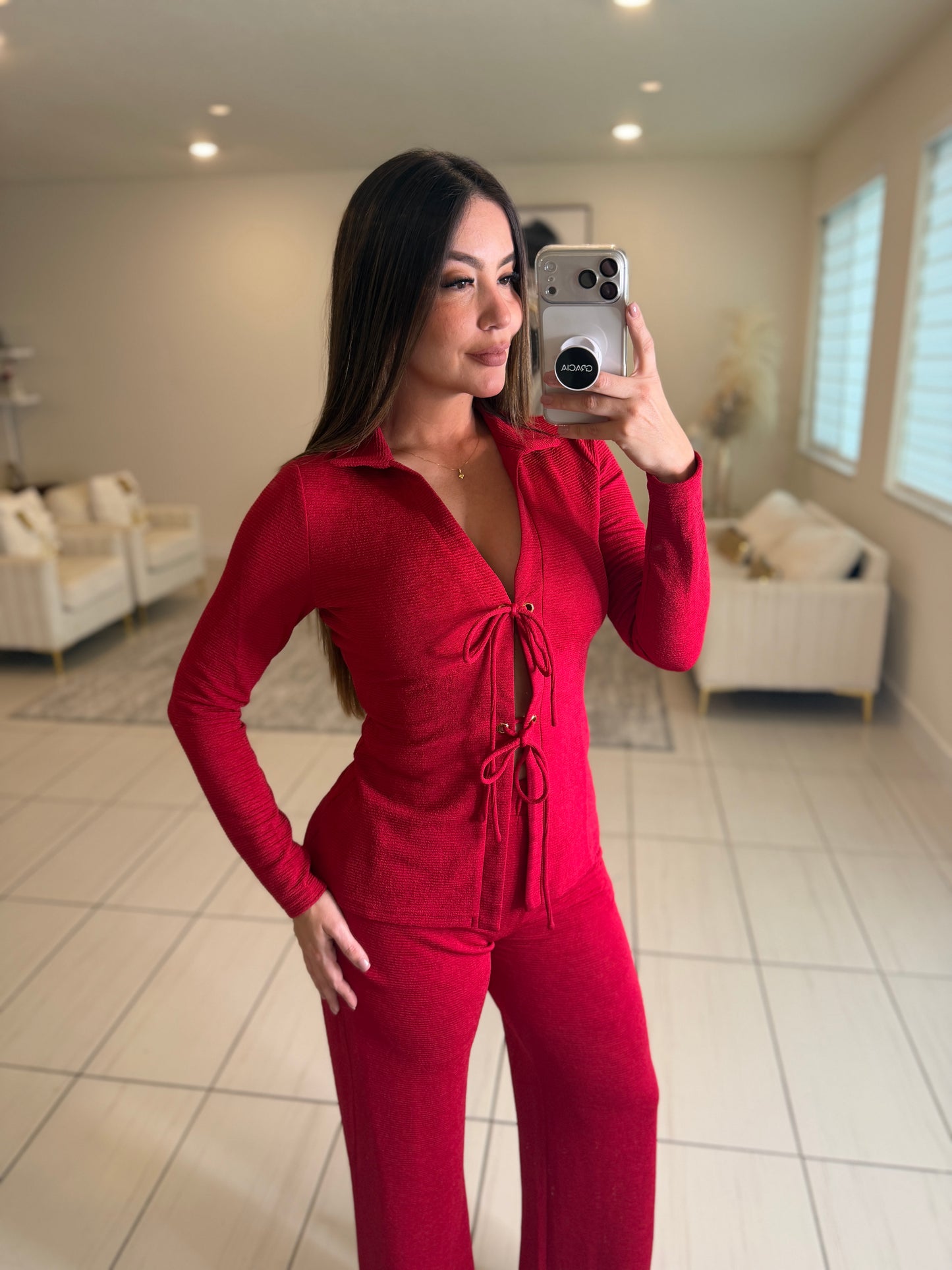 Glow Motion Red Pants Set