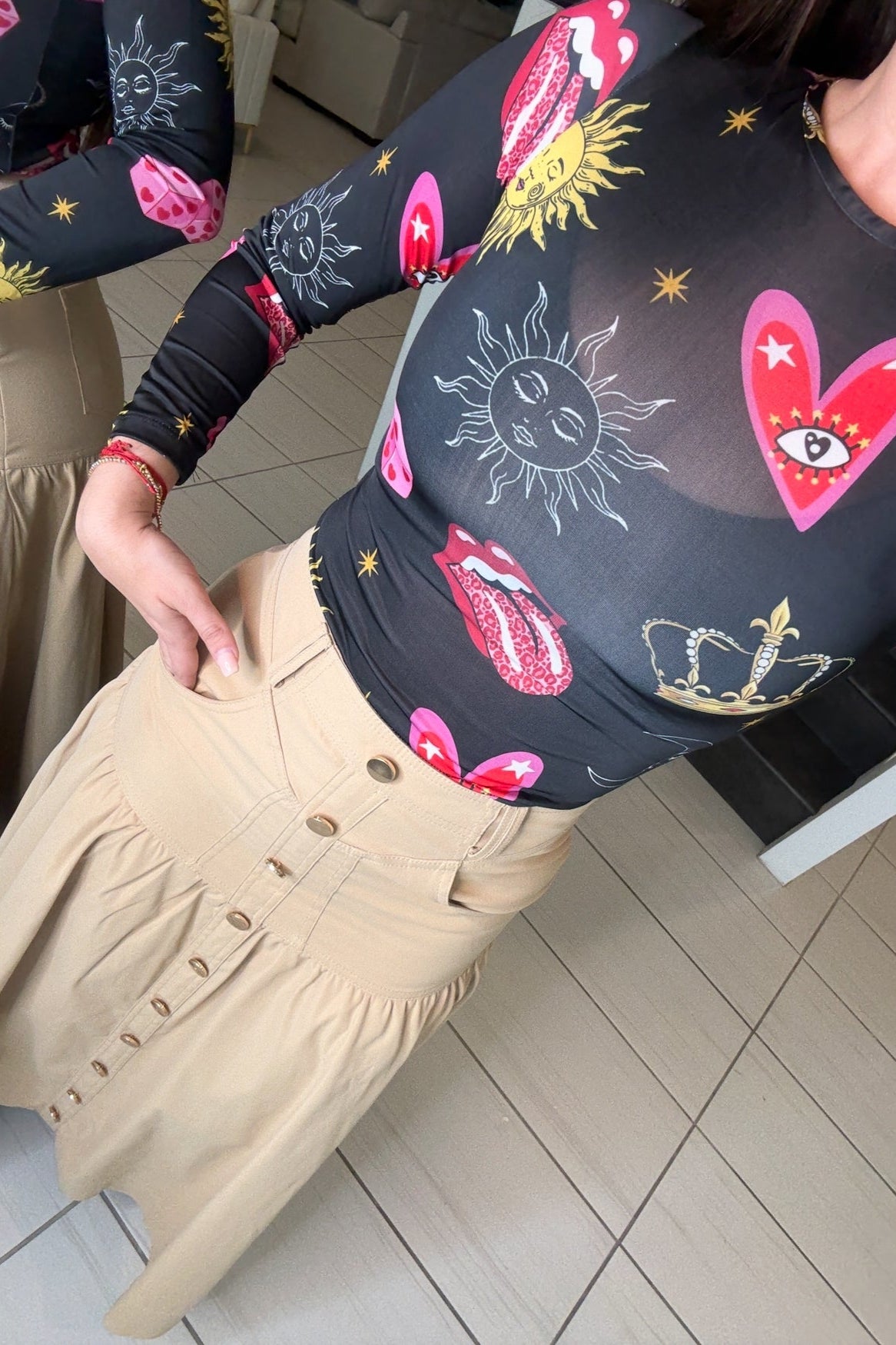 Vibe Check Khaki Midi Skirt