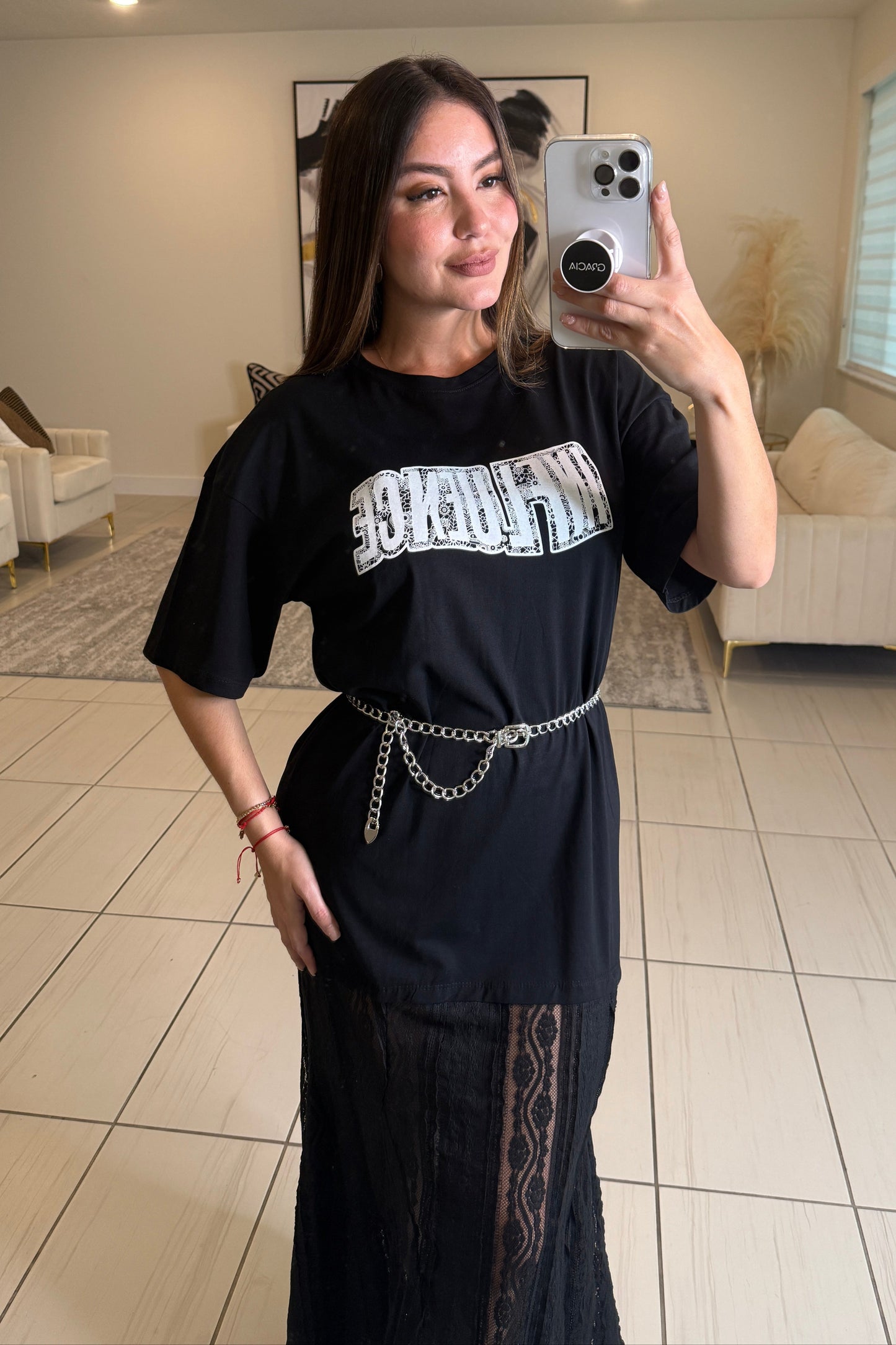 Influence Lace Contrast Black Maxi Dress