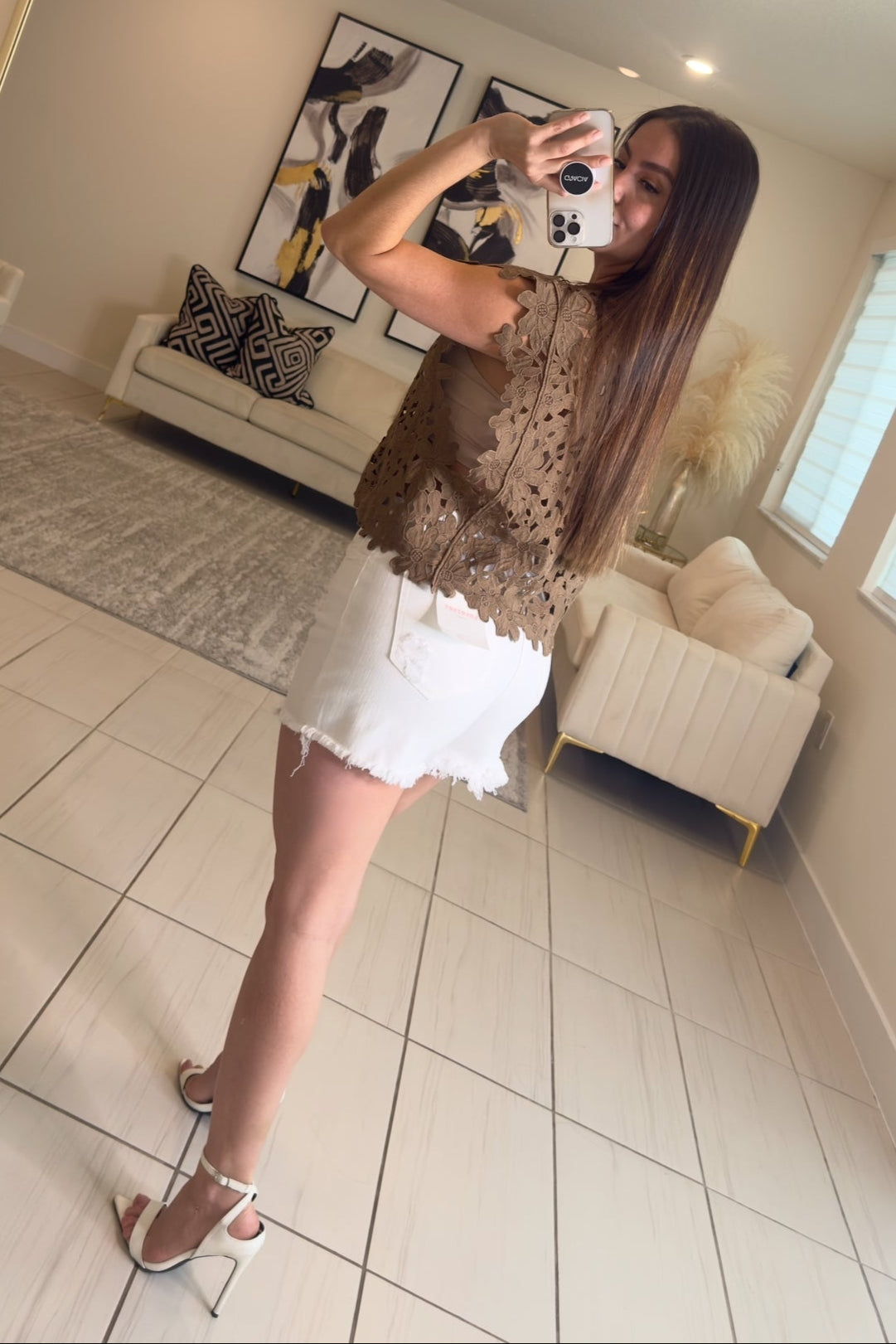 Romantic Embroidered Brown Top