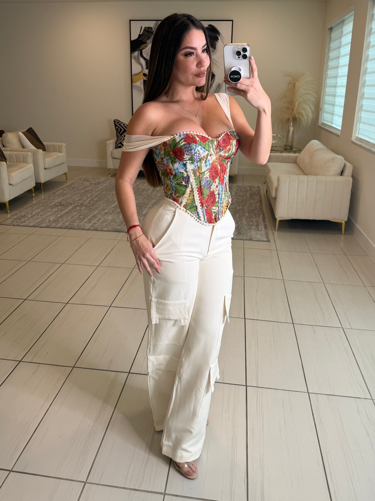 Sweetest Floral Crush Ruched Corset Top