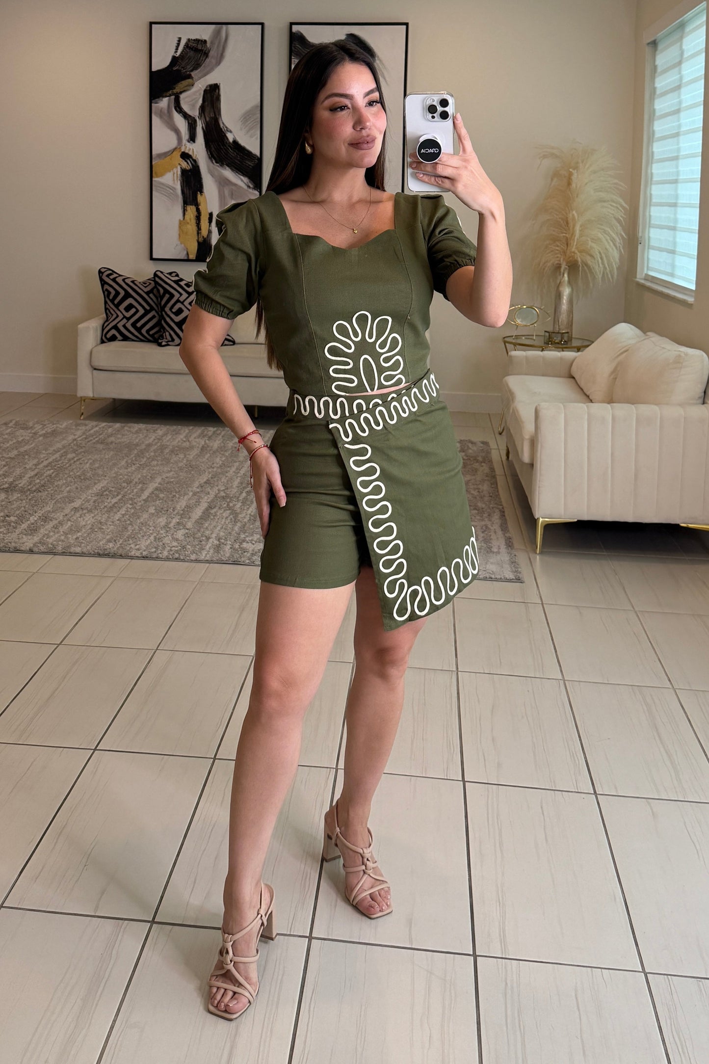 Divine Twist Green Short Set