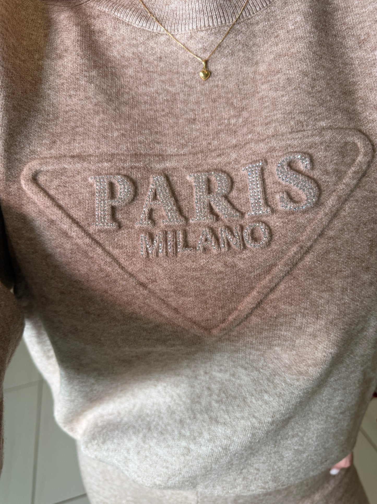 Bright Paris Taupe Knit Pant Set