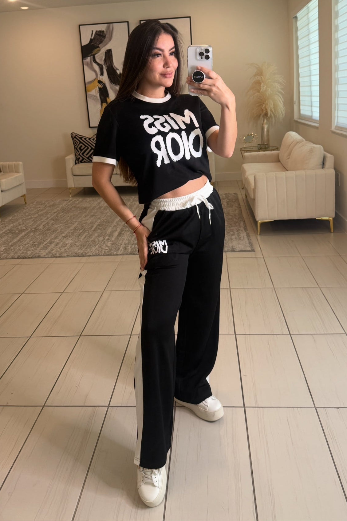 Timeless Stripe Black Pant Set