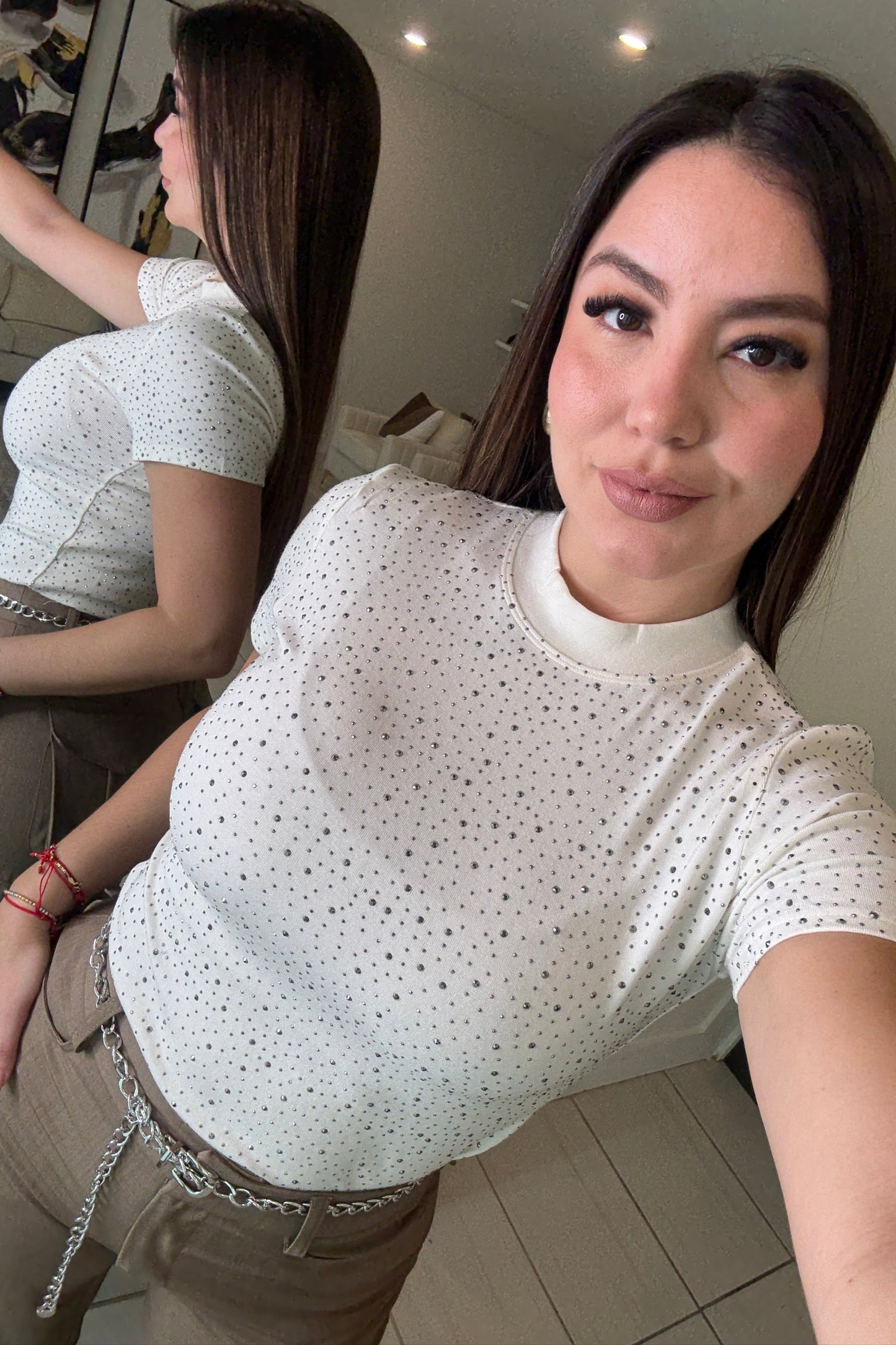 Rosette Romance Shine White Top
