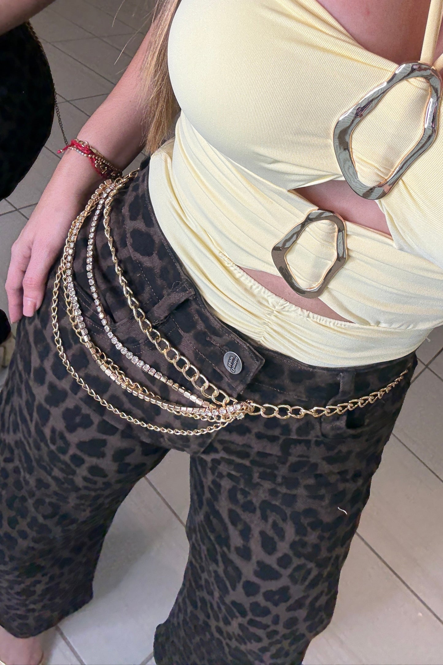 Gold Rhinestones Chain Belt