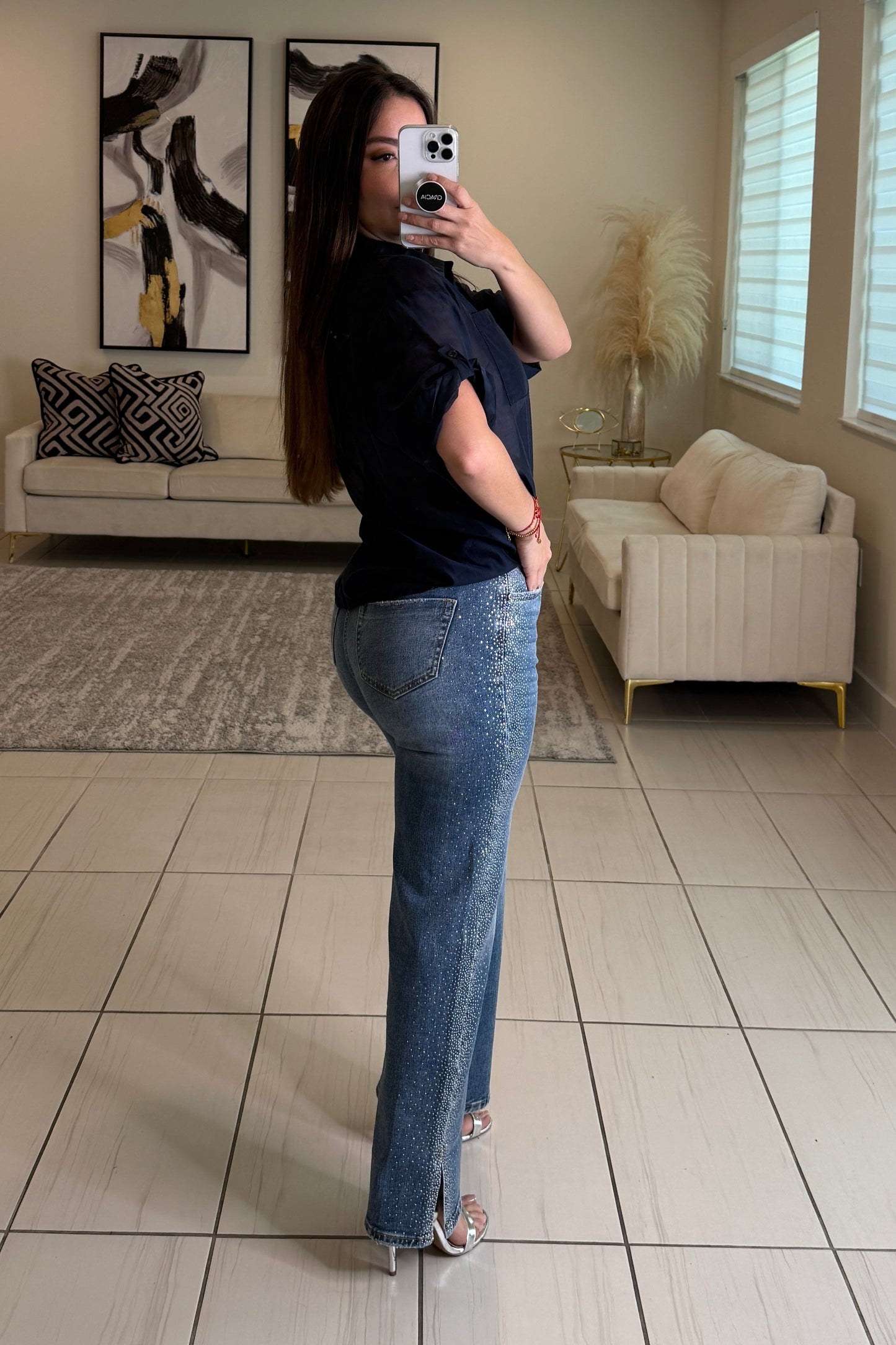 Signature Shine Blue Denim Pants