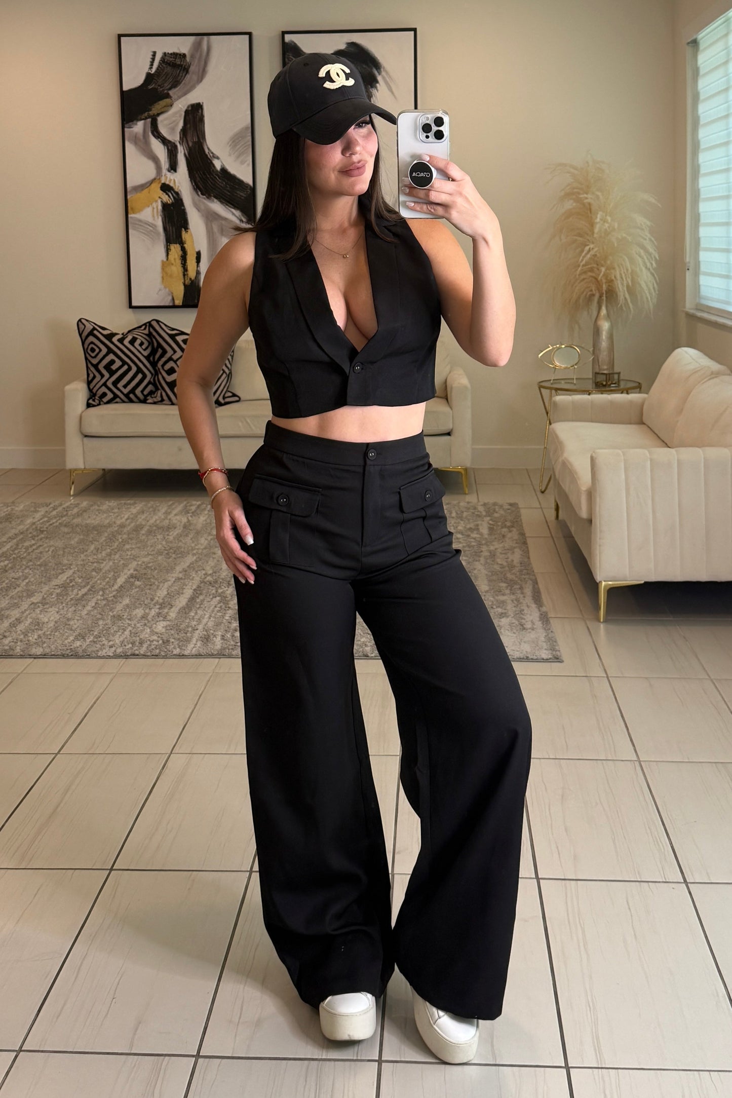 Sharp Agenda Black Pant Set
