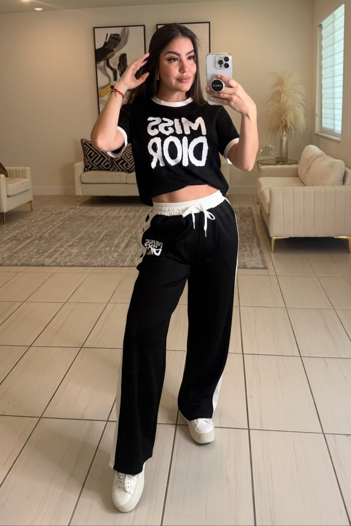 Timeless Stripe Black Pant Set