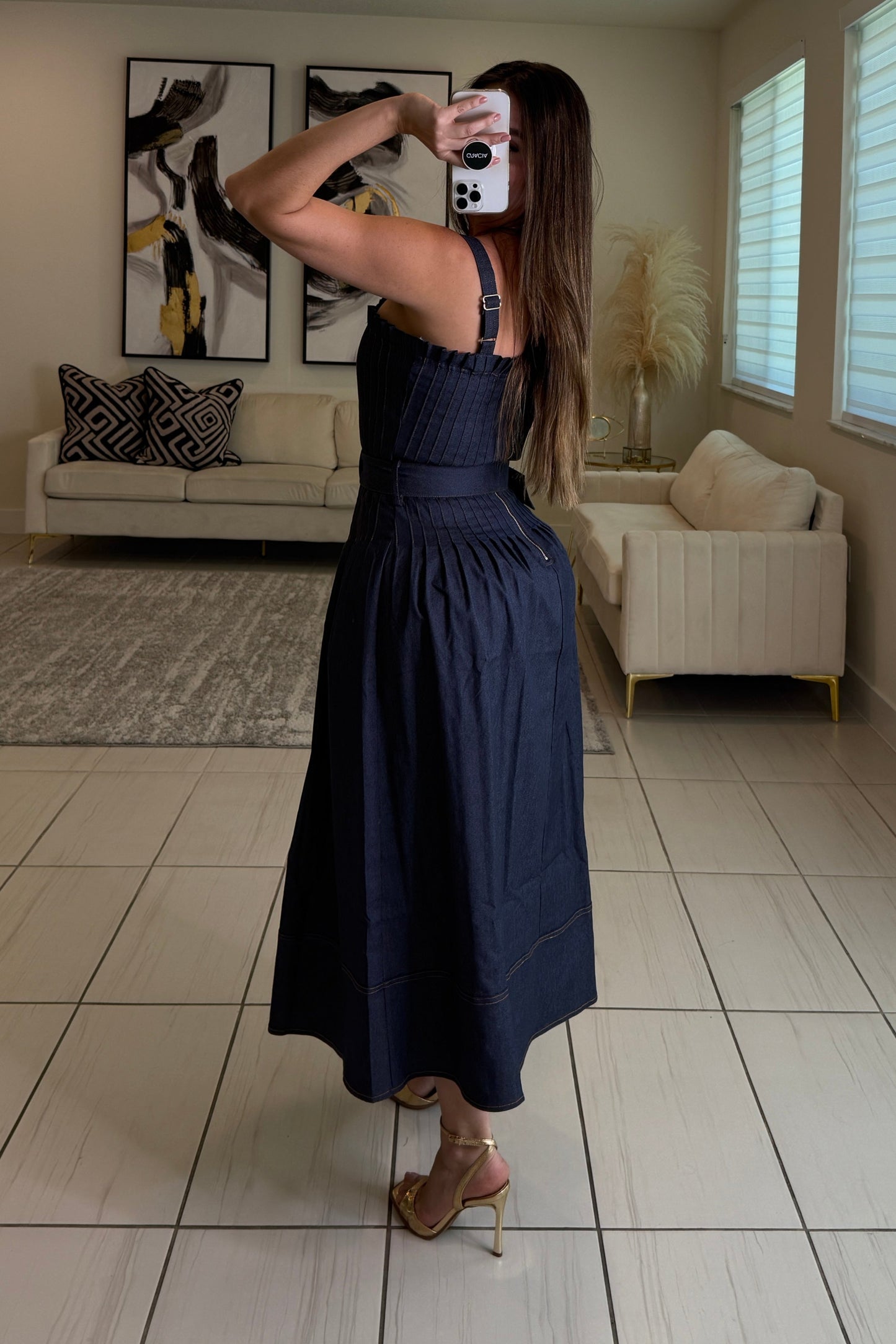 Enchanted Veil Denim Midi Dress