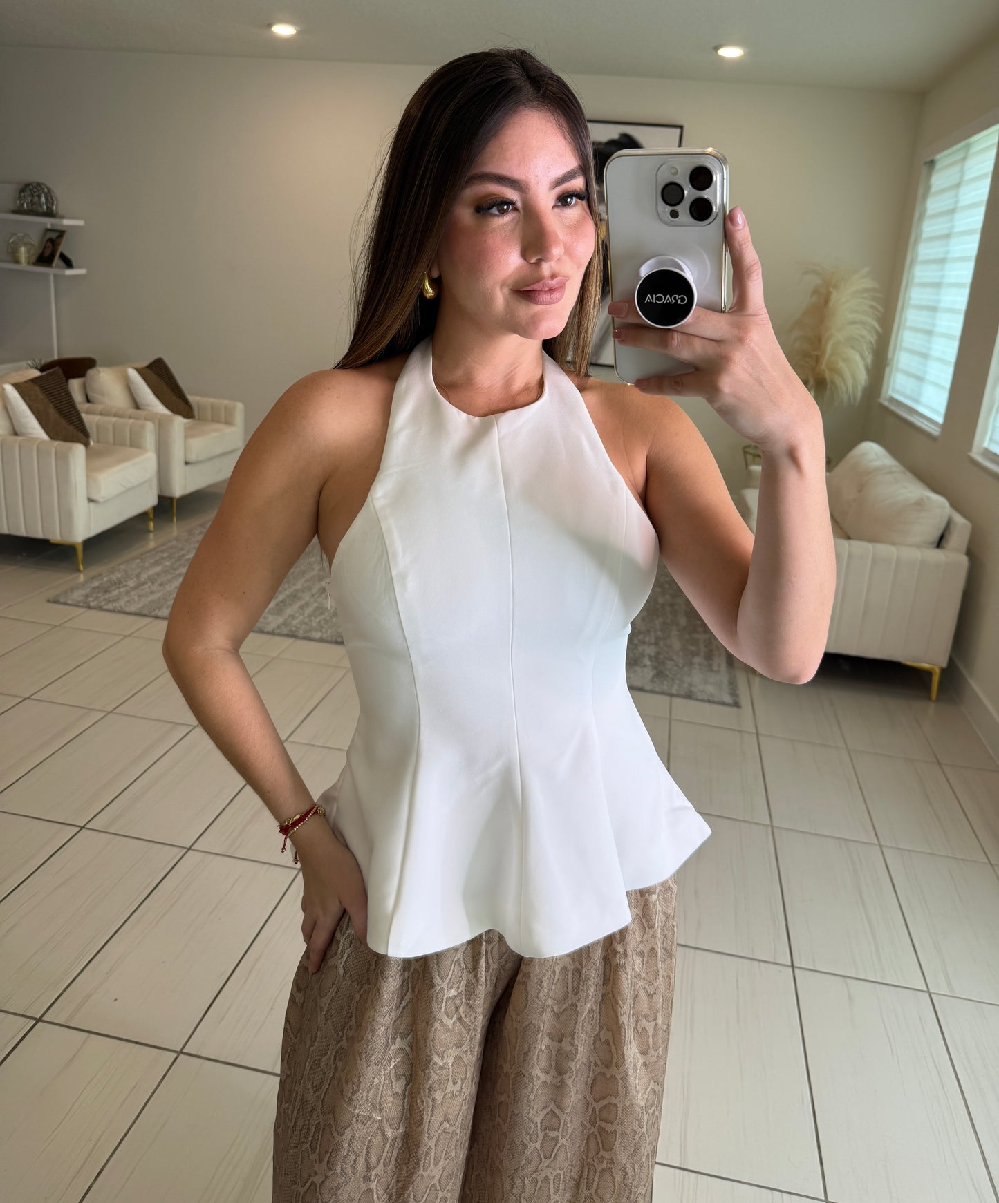 Savage Touch Beige Palazzo Pants