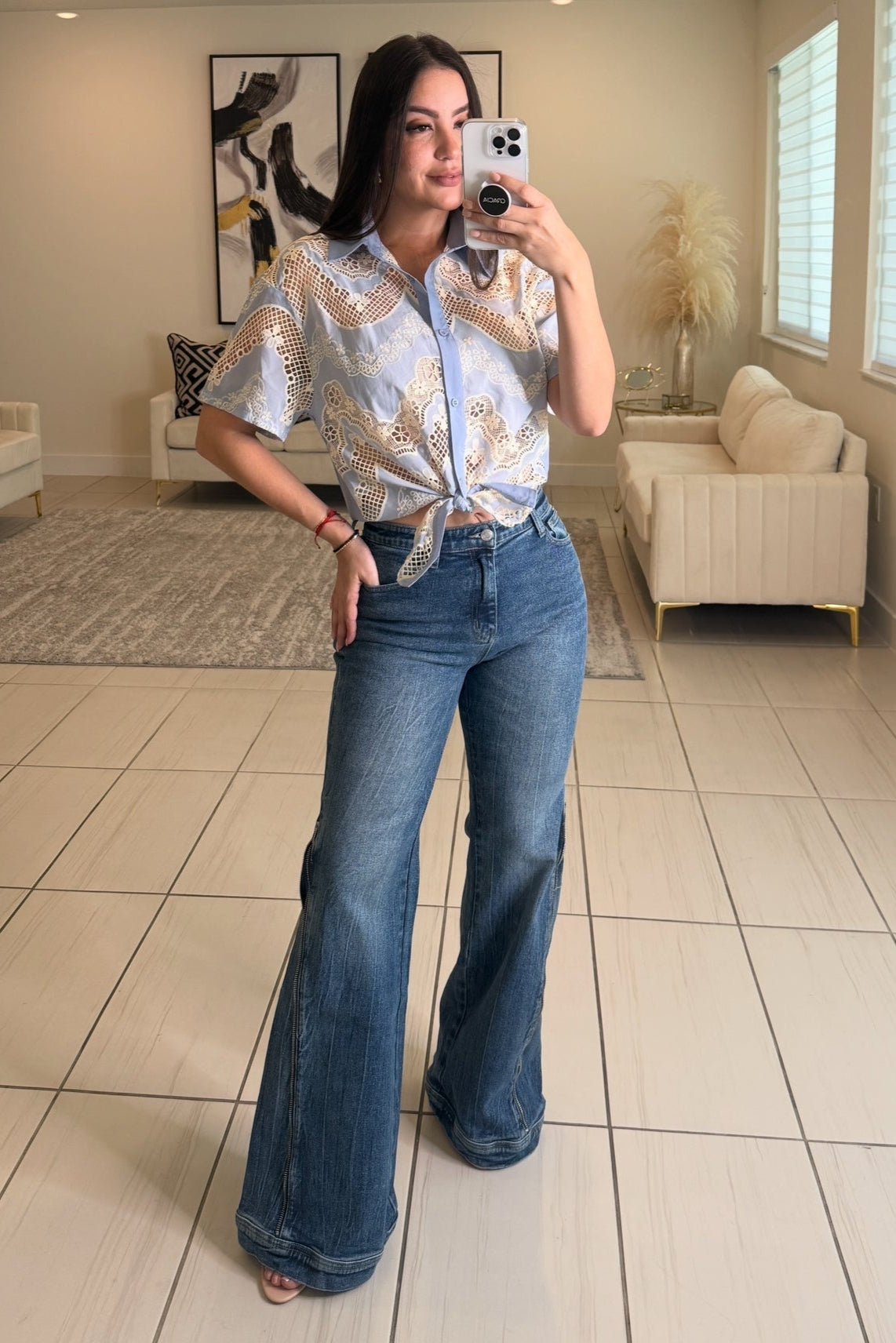 Petal Muse Crochet Blue Top