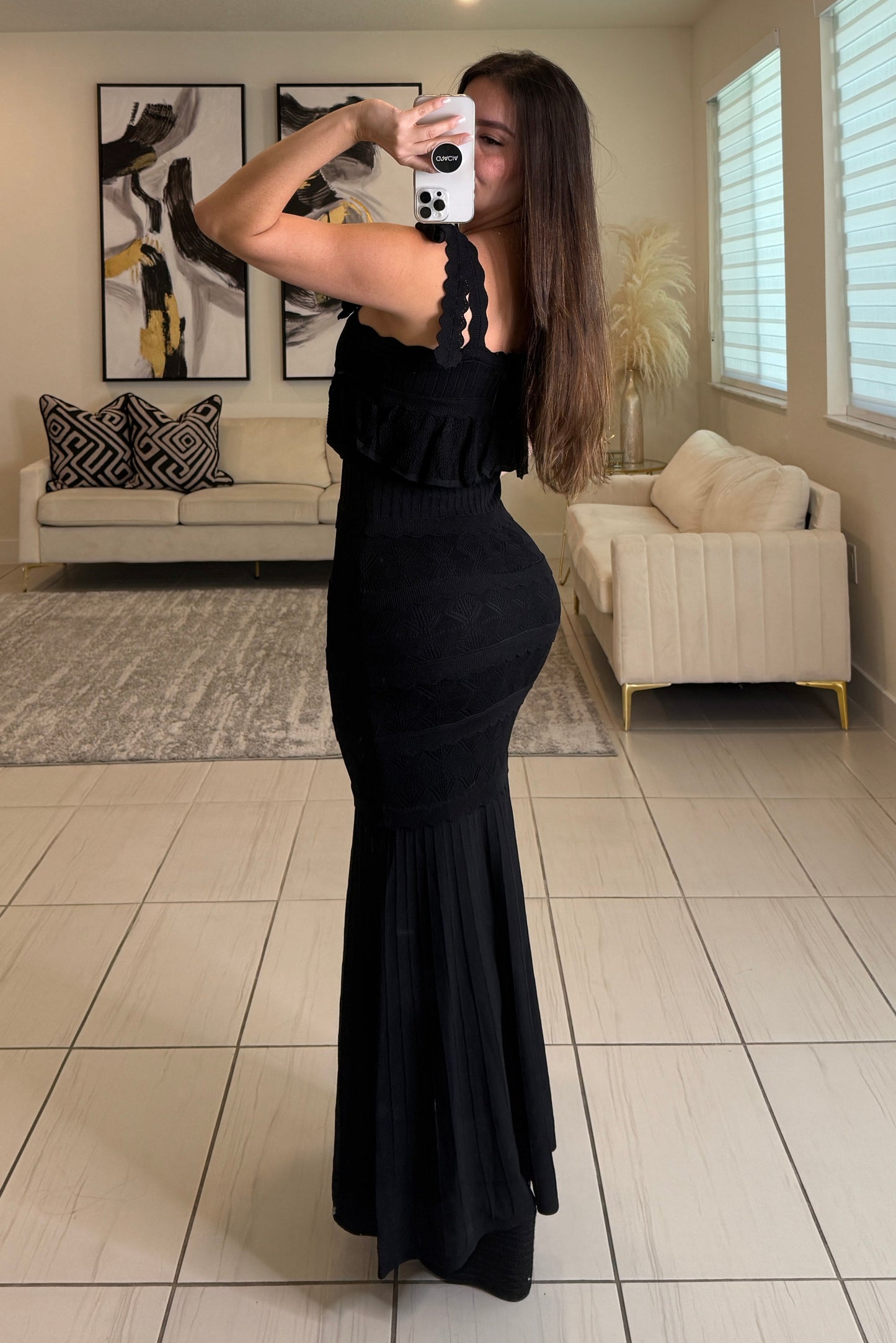Sculpted Intentions Knit Black Maxi Dress