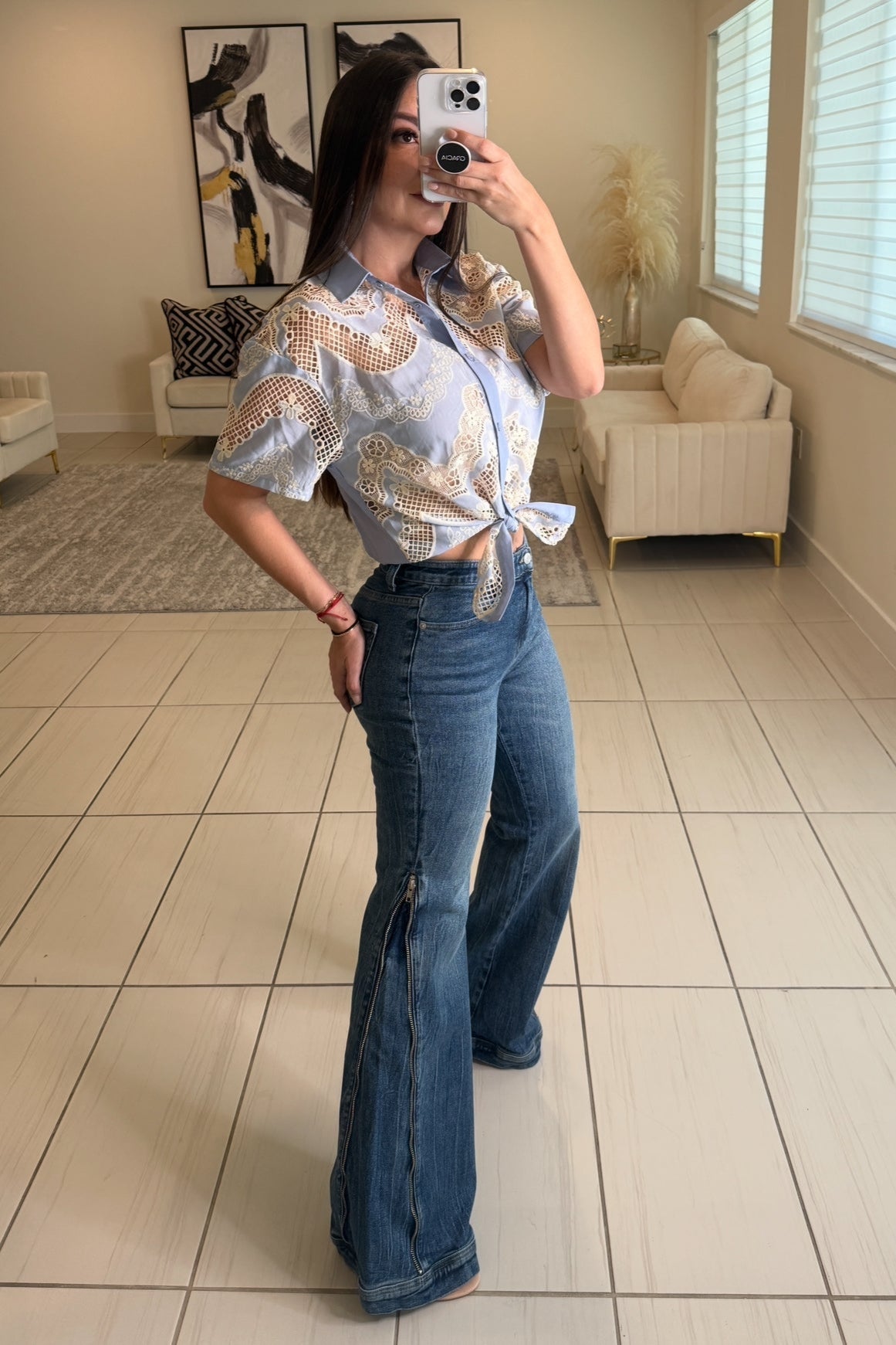 Petal Muse Crochet Blue Top