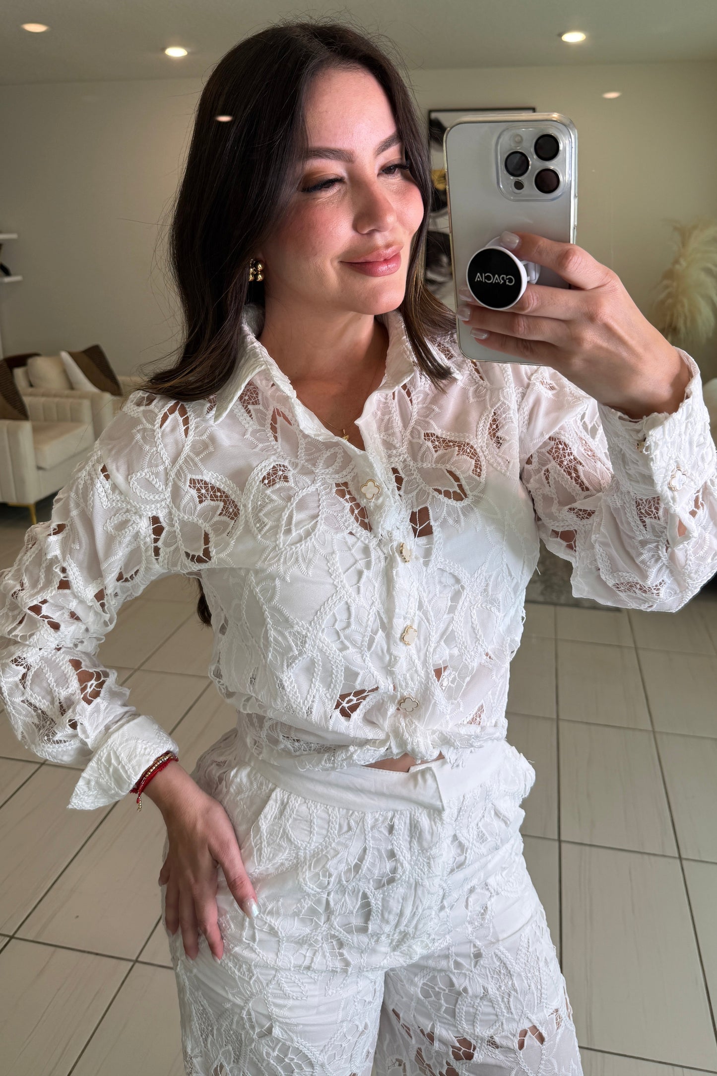 Petal Whispers White Pant Set
