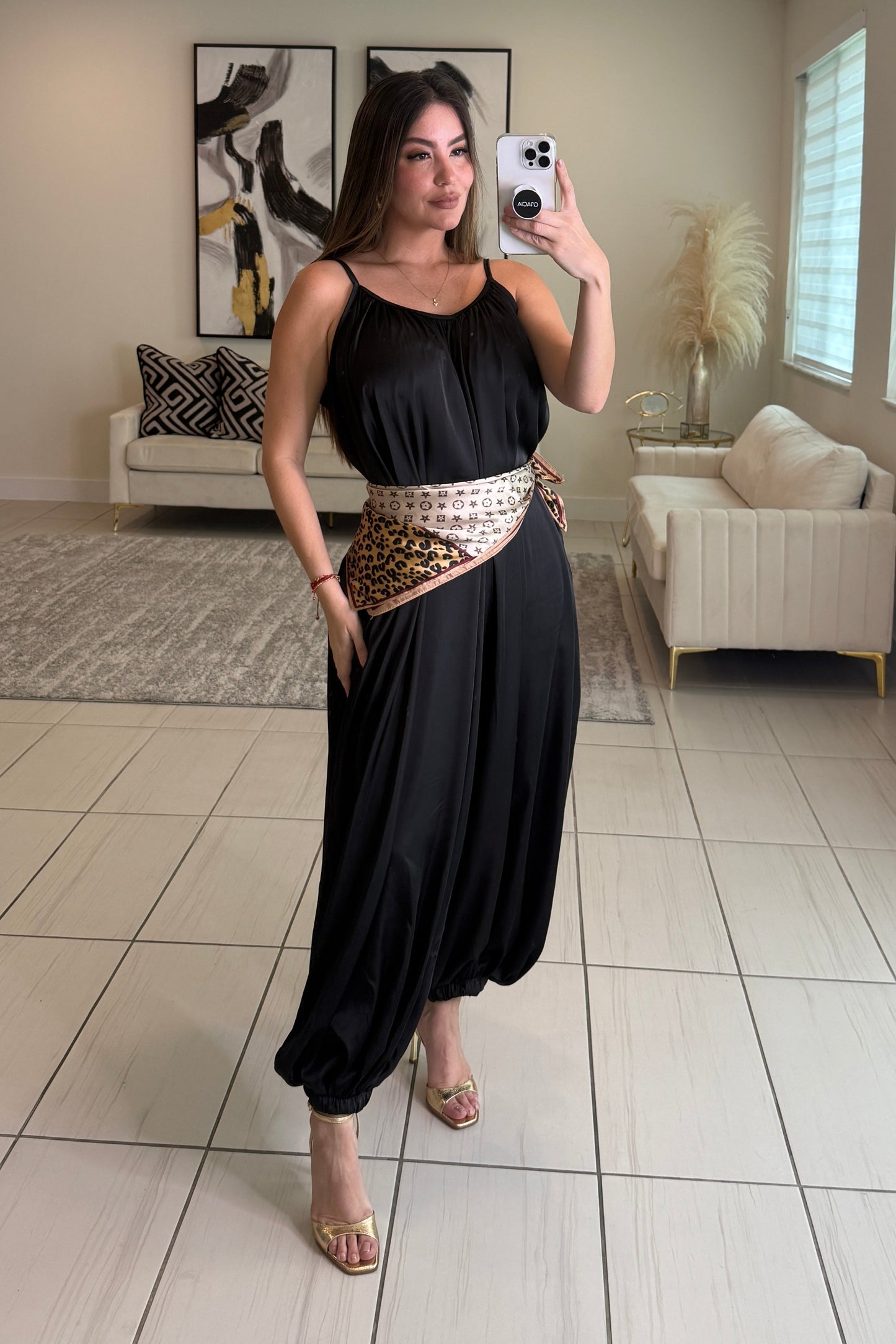 Effortless Essence Ruched Black Jumpsuit
