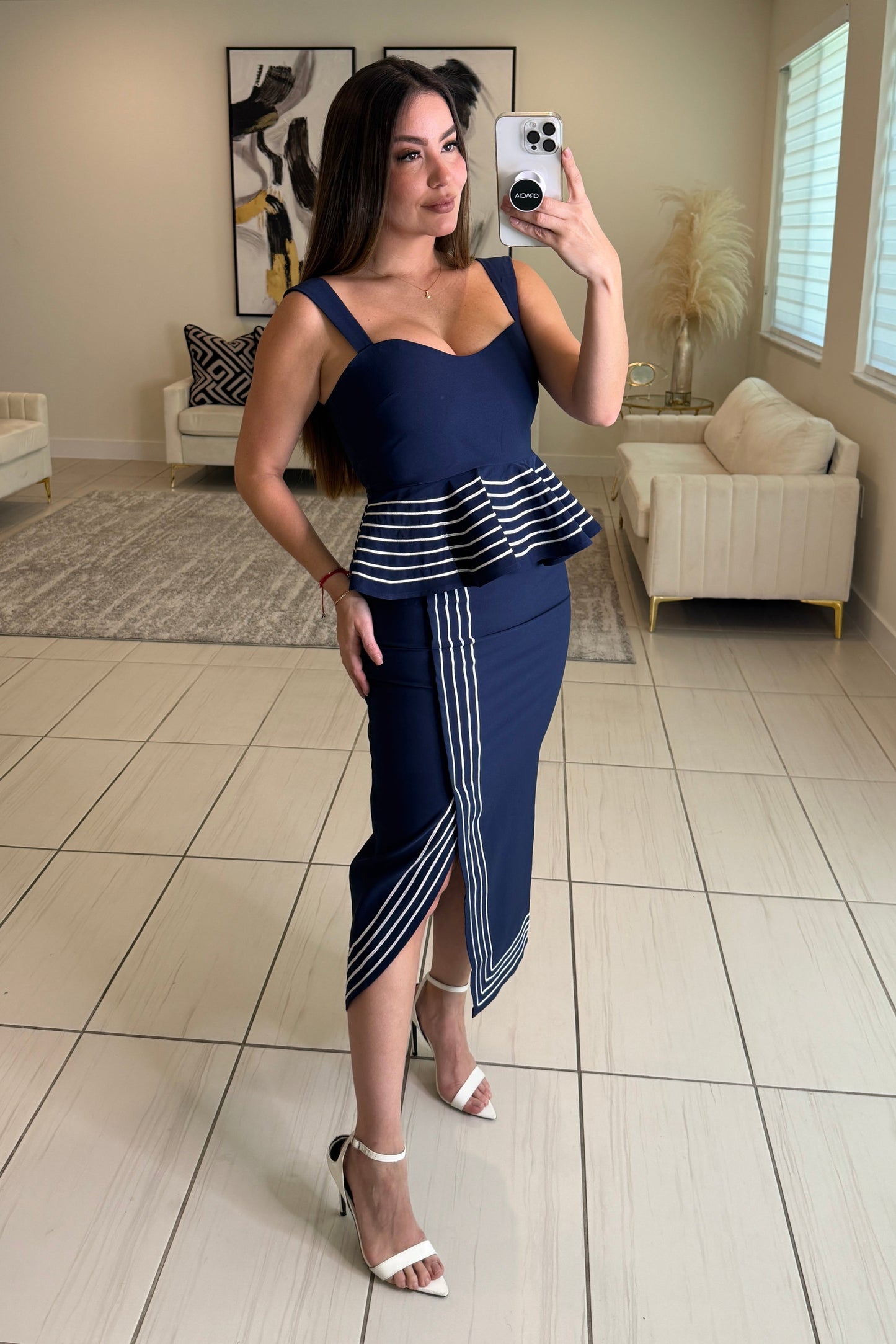 Adorable Affair Navy Blue Skirt Set