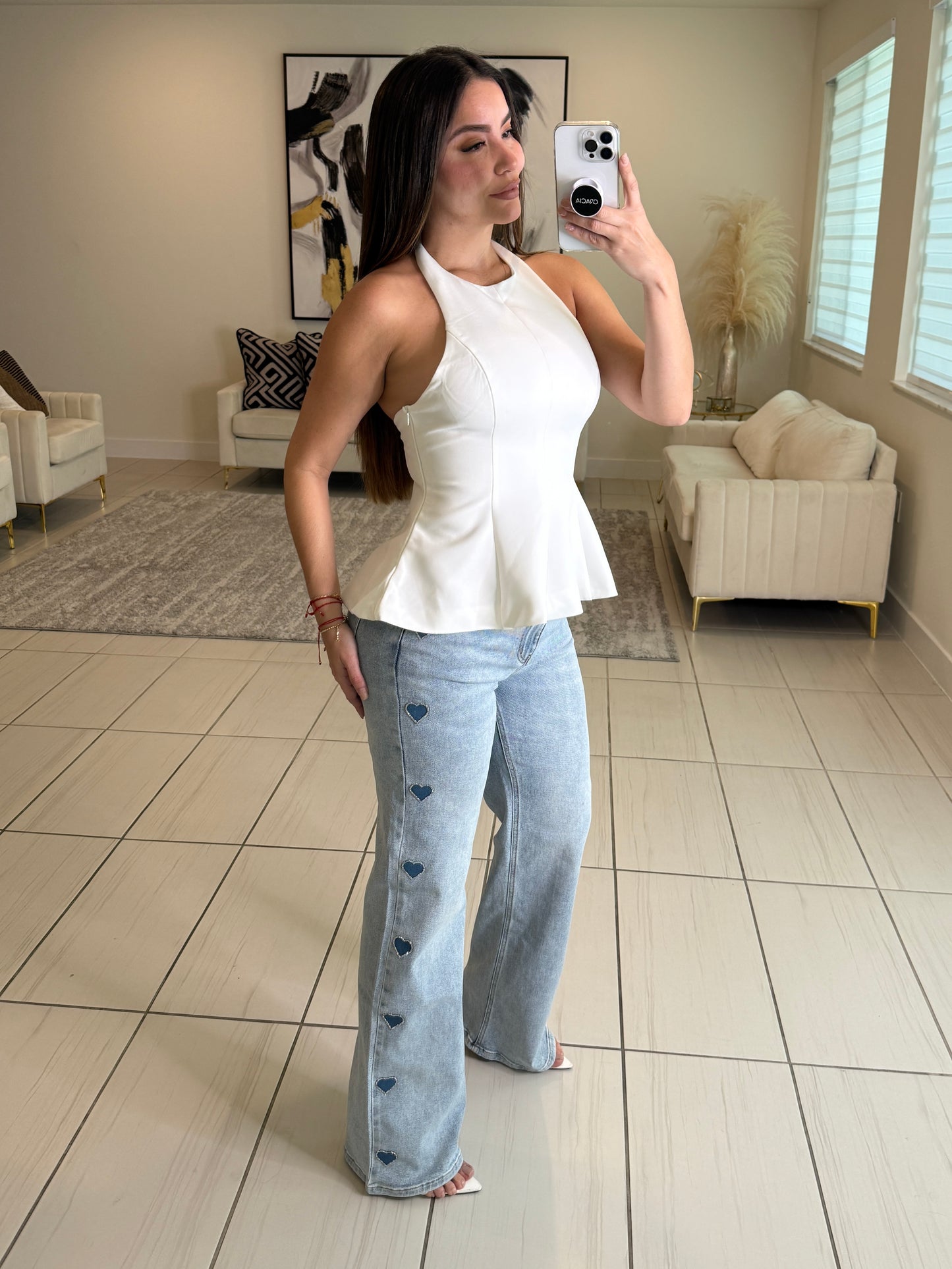 Refined Peplum White Top