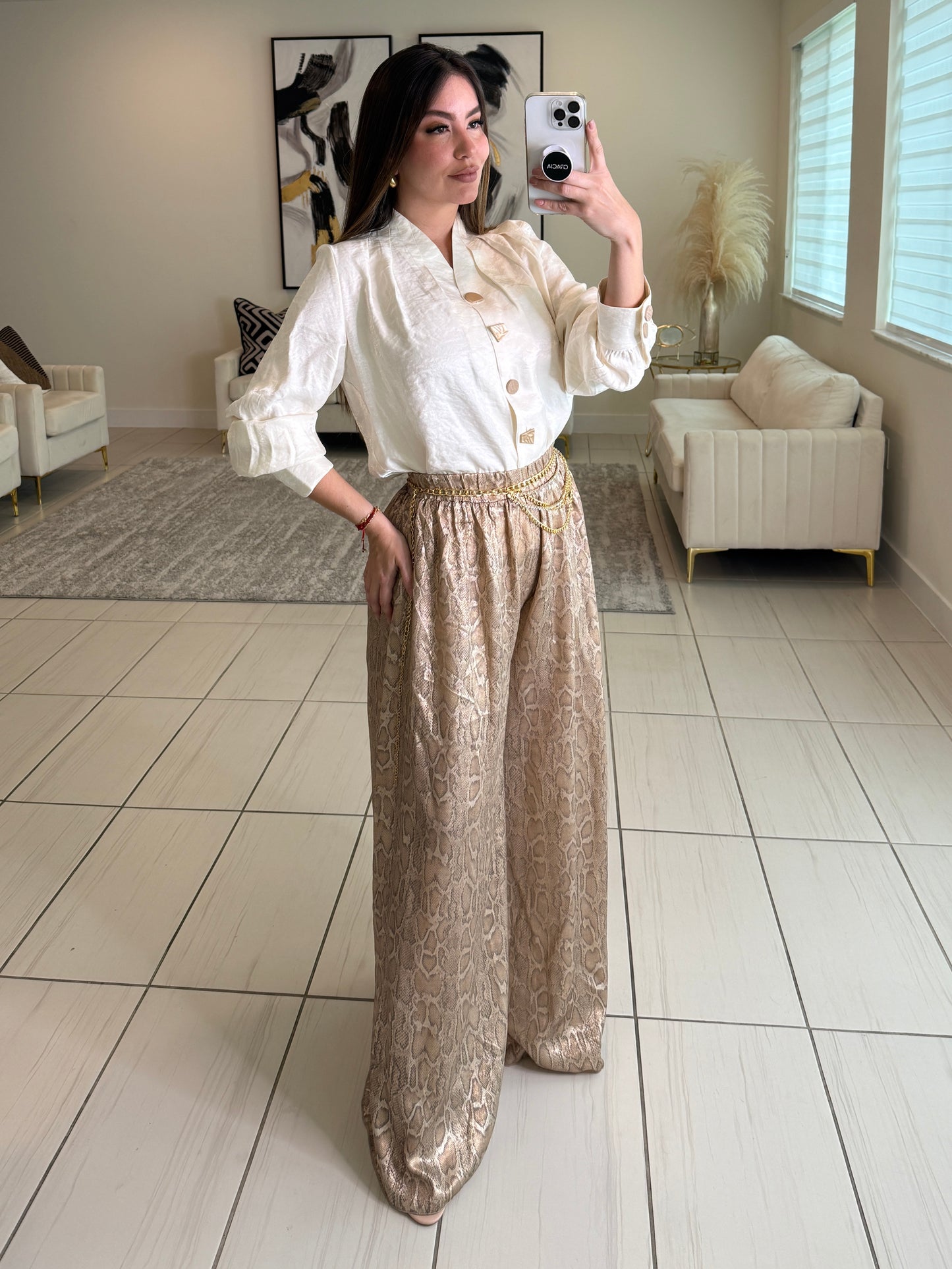 Savage Touch Beige Palazzo Pants