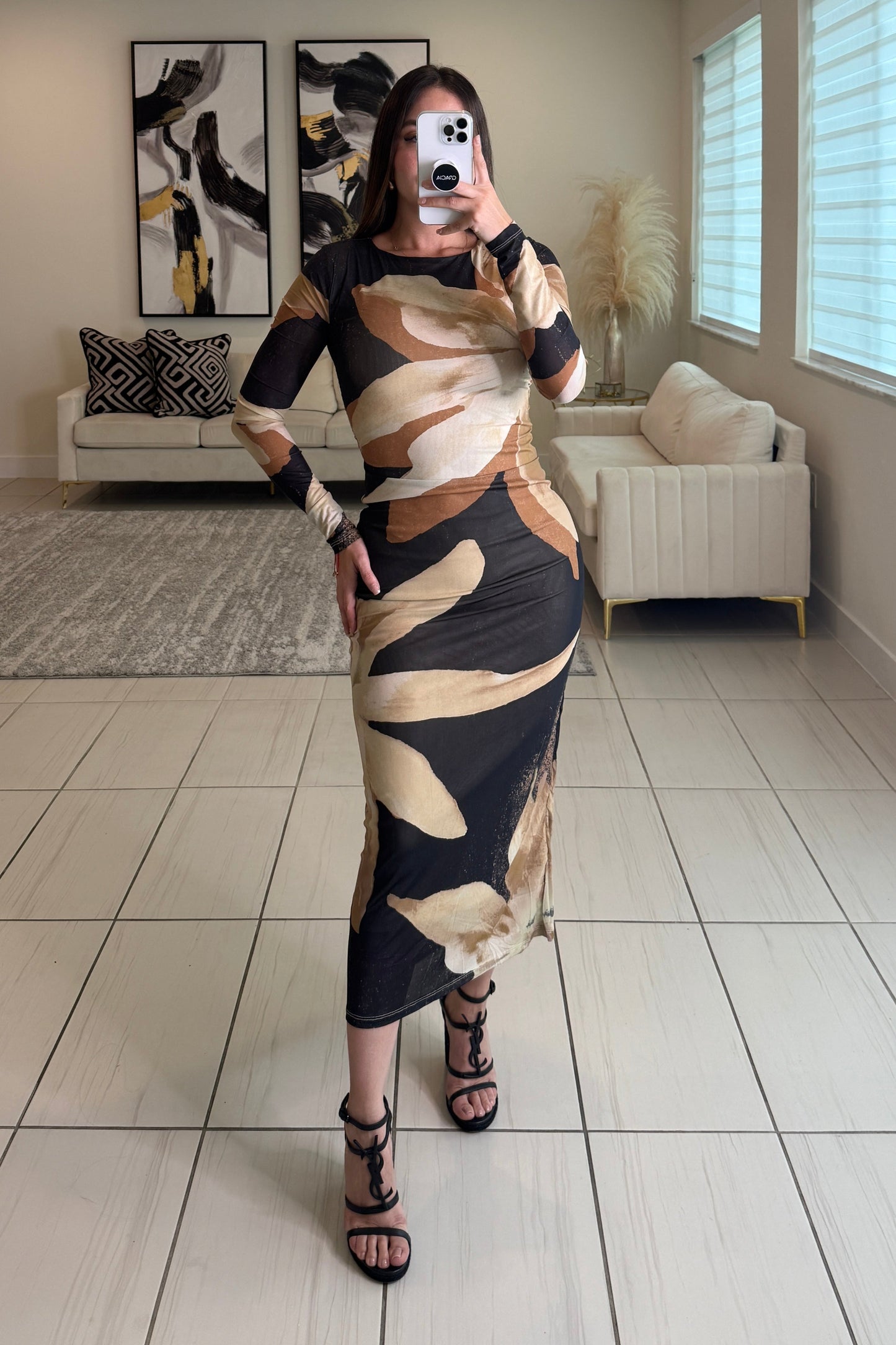 Radiant Garden Flora Beige Maxi Dress