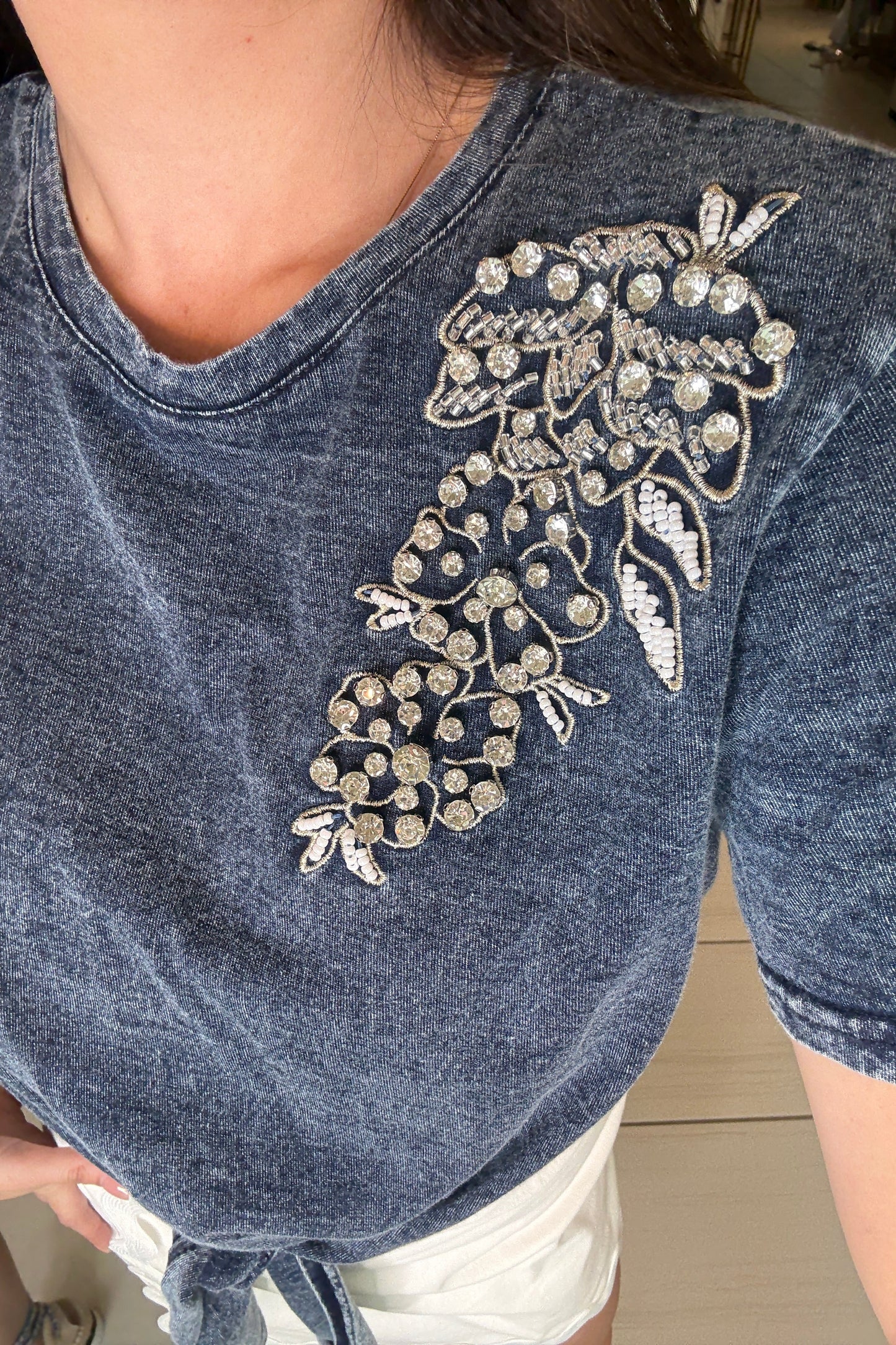 Silver Glamour Dark Blue Top